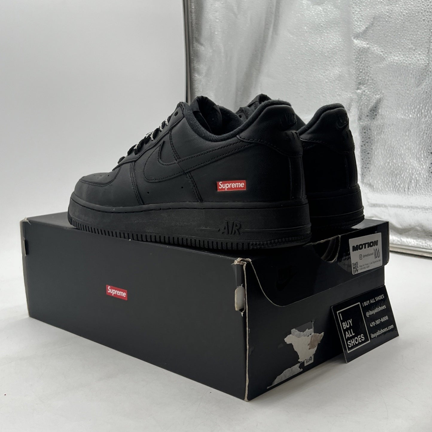 Size 8 - Nike Air Force 1 Low x Supreme Box Logo - Black (CU9225-001)