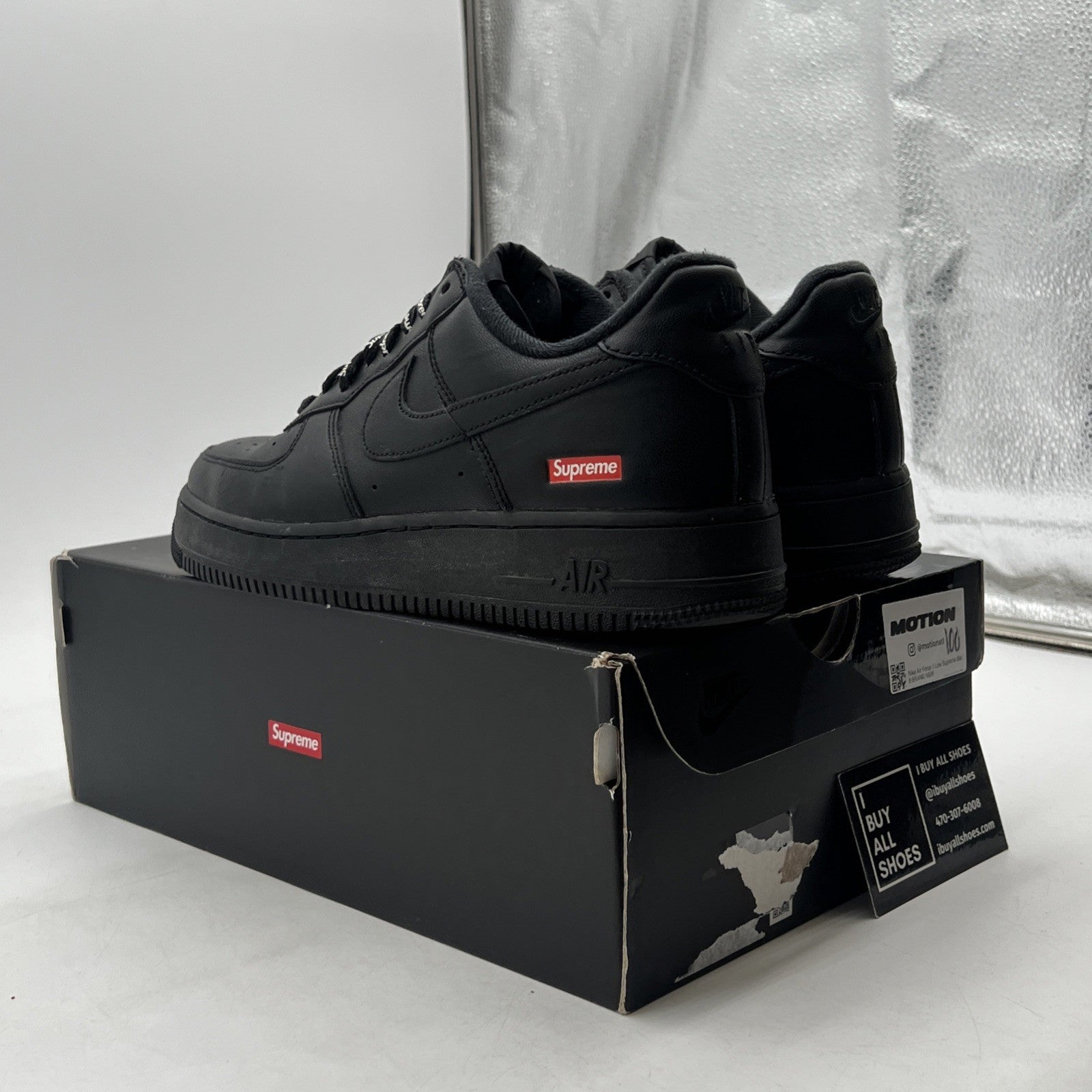Size 8 - Nike Air Force 1 Low x Supreme Box Logo - Black (CU9225-001)