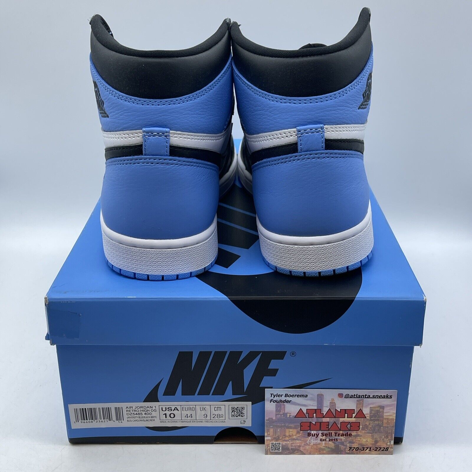 Size 10 - Jordan 1 Retro OG High UNC Toe Black White Blue Leather (DZ5485-400)