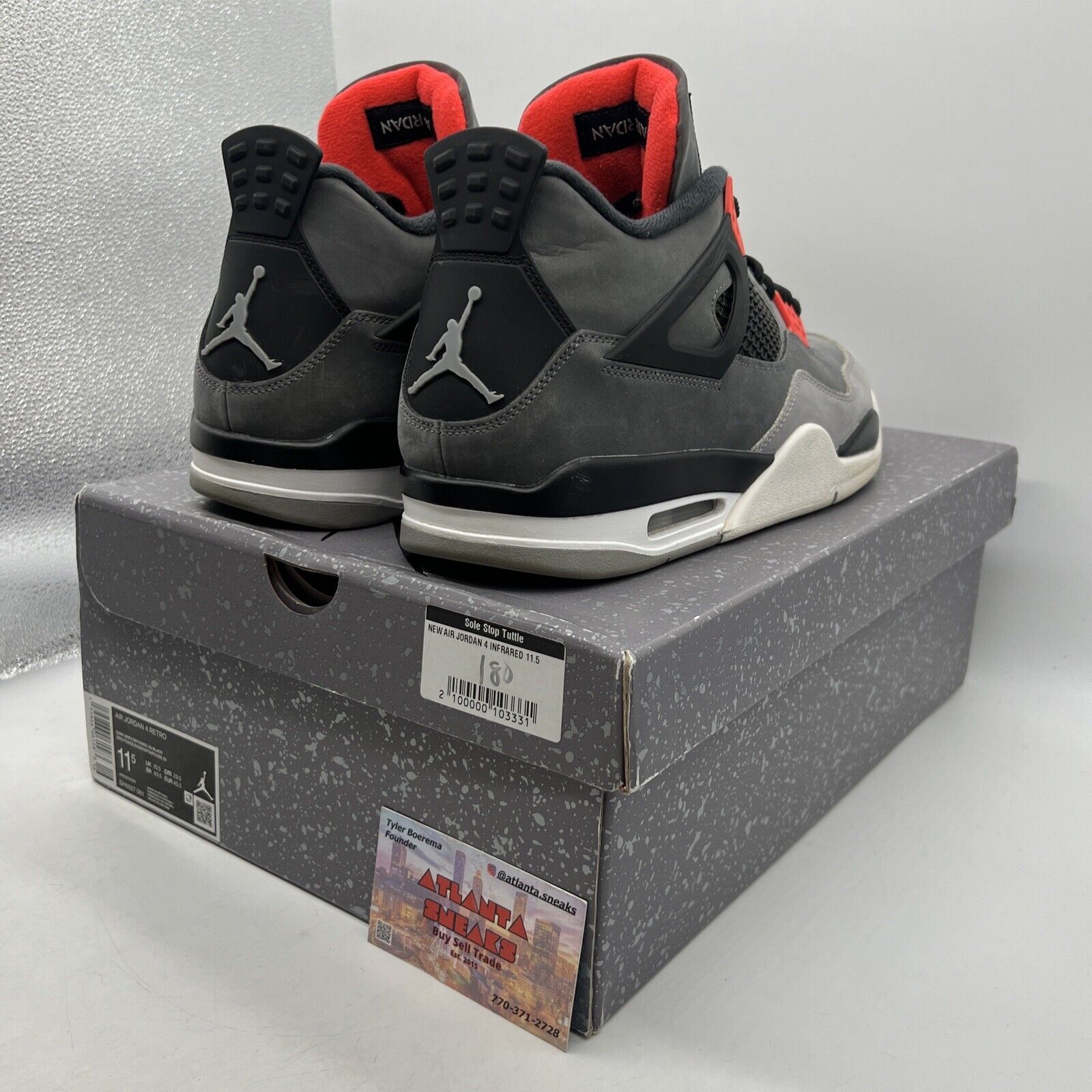 Size 11.5 - Jordan 4 Retro Mid Infrared Grey Black White Suede (DH6927-061)