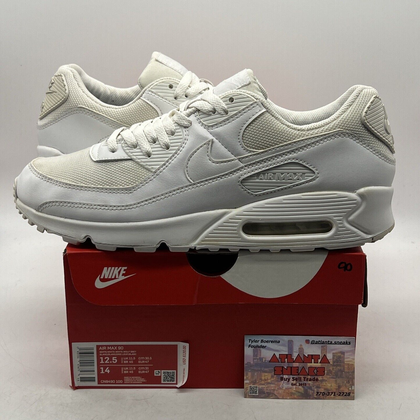 Size 12.5 - Nike Air Max 90 Triple White 2020 Leather (CN8490-100)