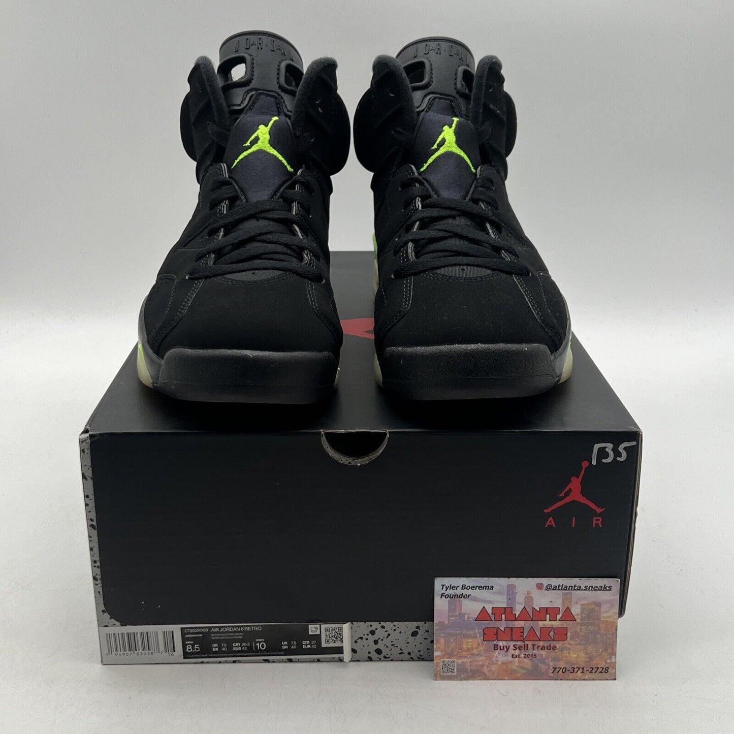 Size 8.5 - Jordan 6 Retro Electric Green 2021 Black Suede (CT8529-003)