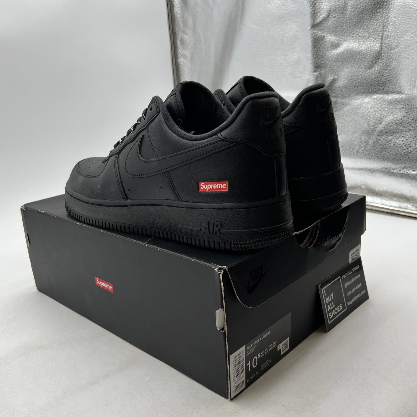 Size 10.5 - Nike Air Force 1 Low x Supreme Box Logo - Black (CU9225-001)