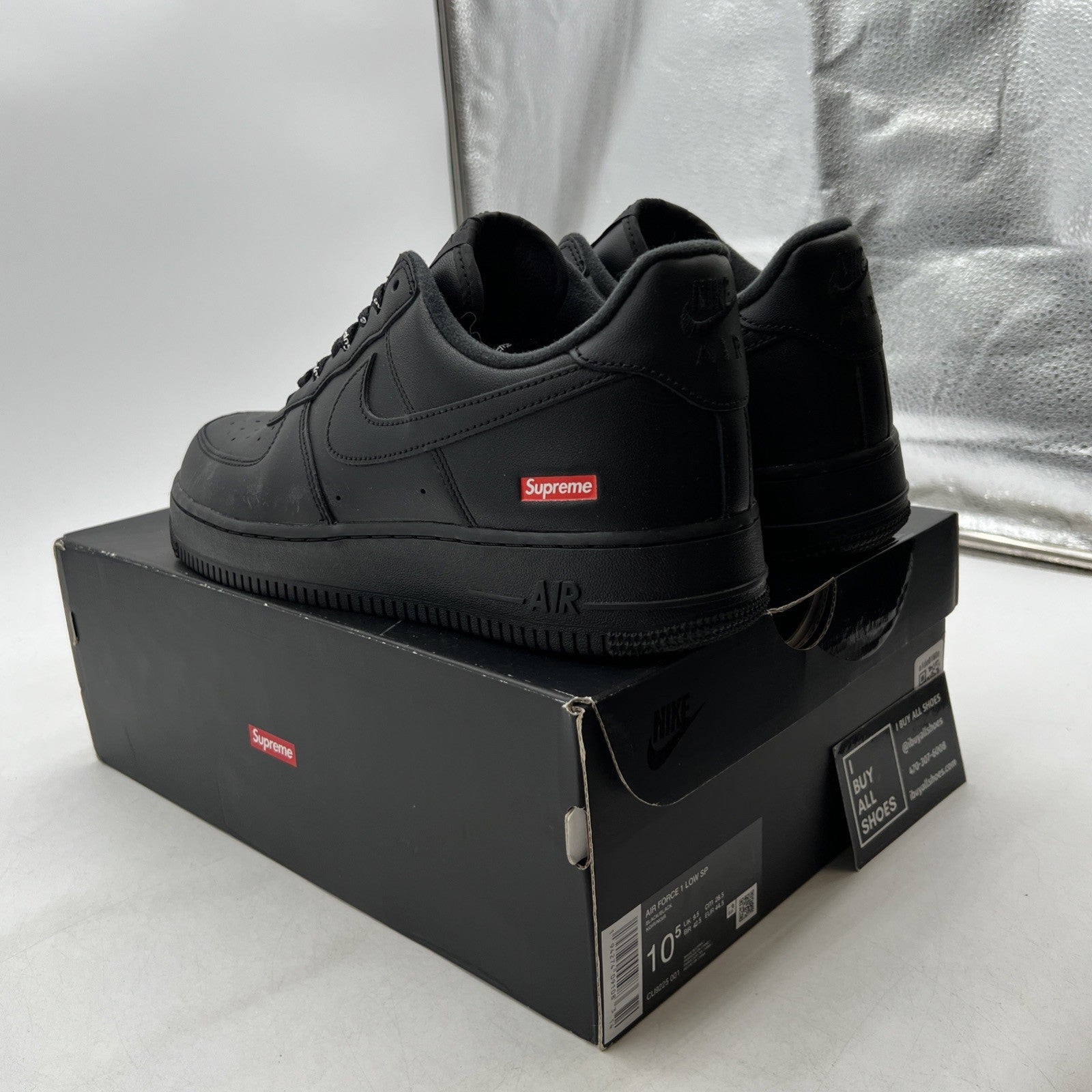 Size 10.5 - Nike Air Force 1 Low x Supreme Box Logo - Black (CU9225-001)