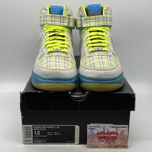 Size 12 - Nike Air Force 1 Hi Spm I/O 07 White W Blue Tan Leather  (316656-111)