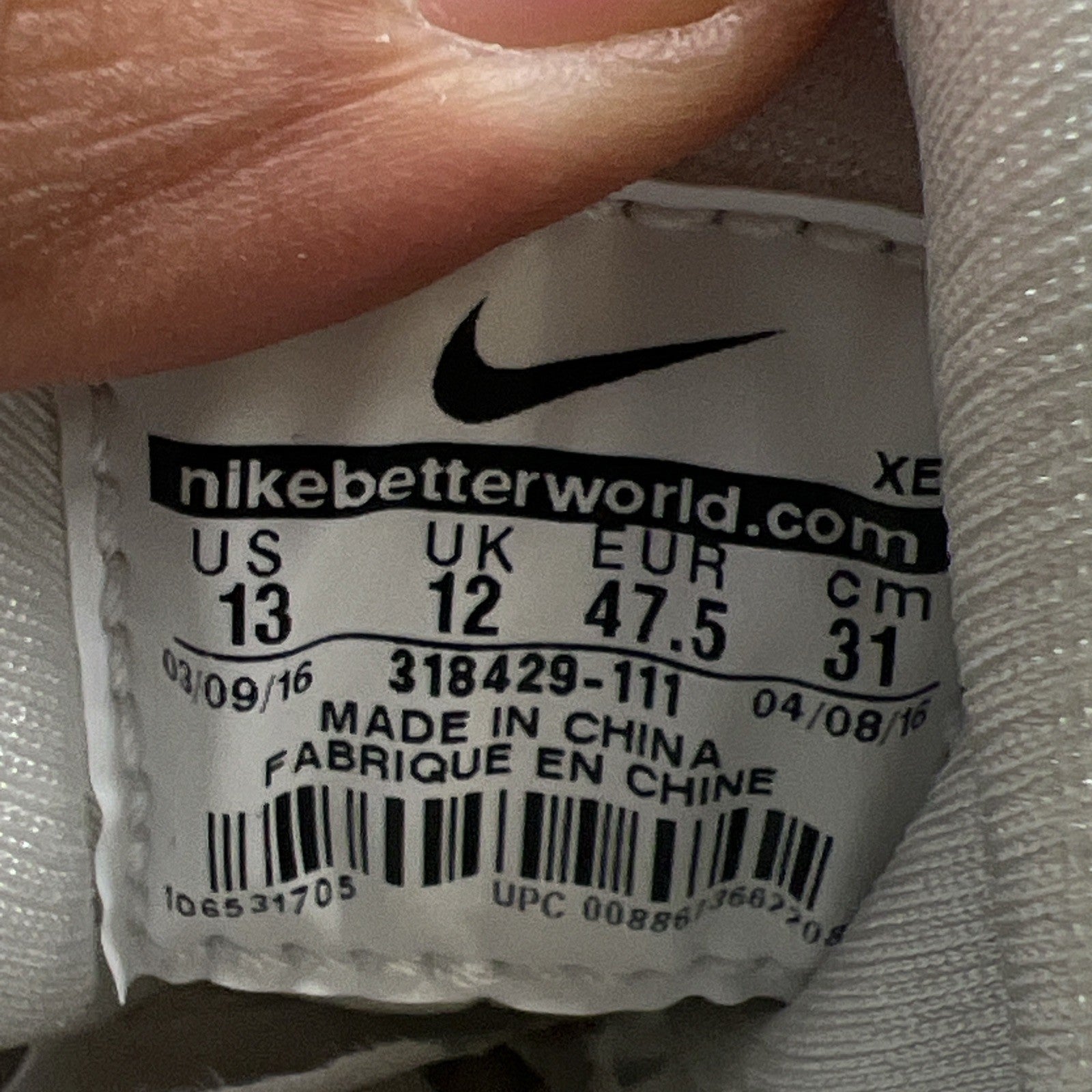 Size 13 - Nike Air Huarache All White (318429-111)