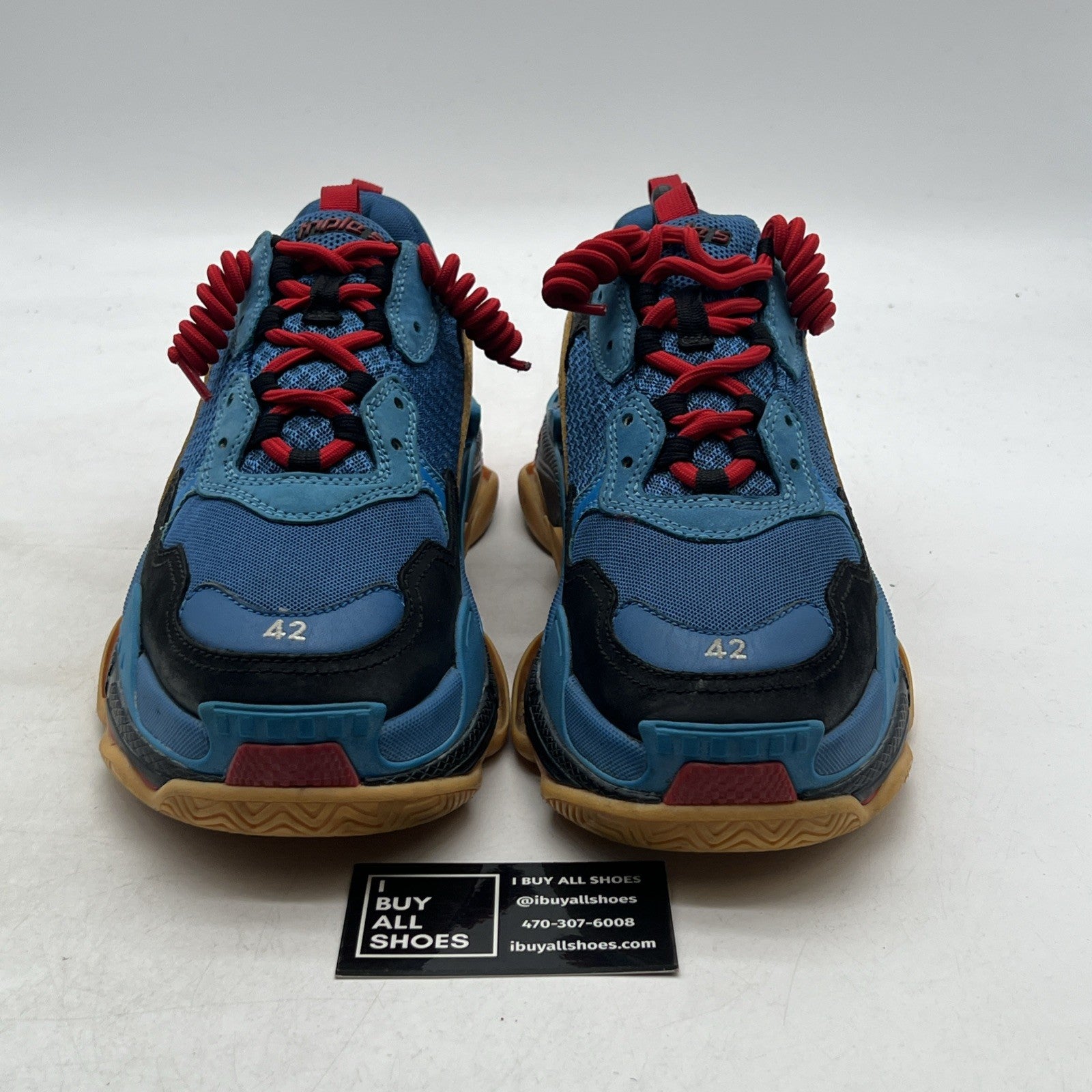 Size 9 - Balenciaga Triple S Sneaker Blue Orange Red Distressed Mens