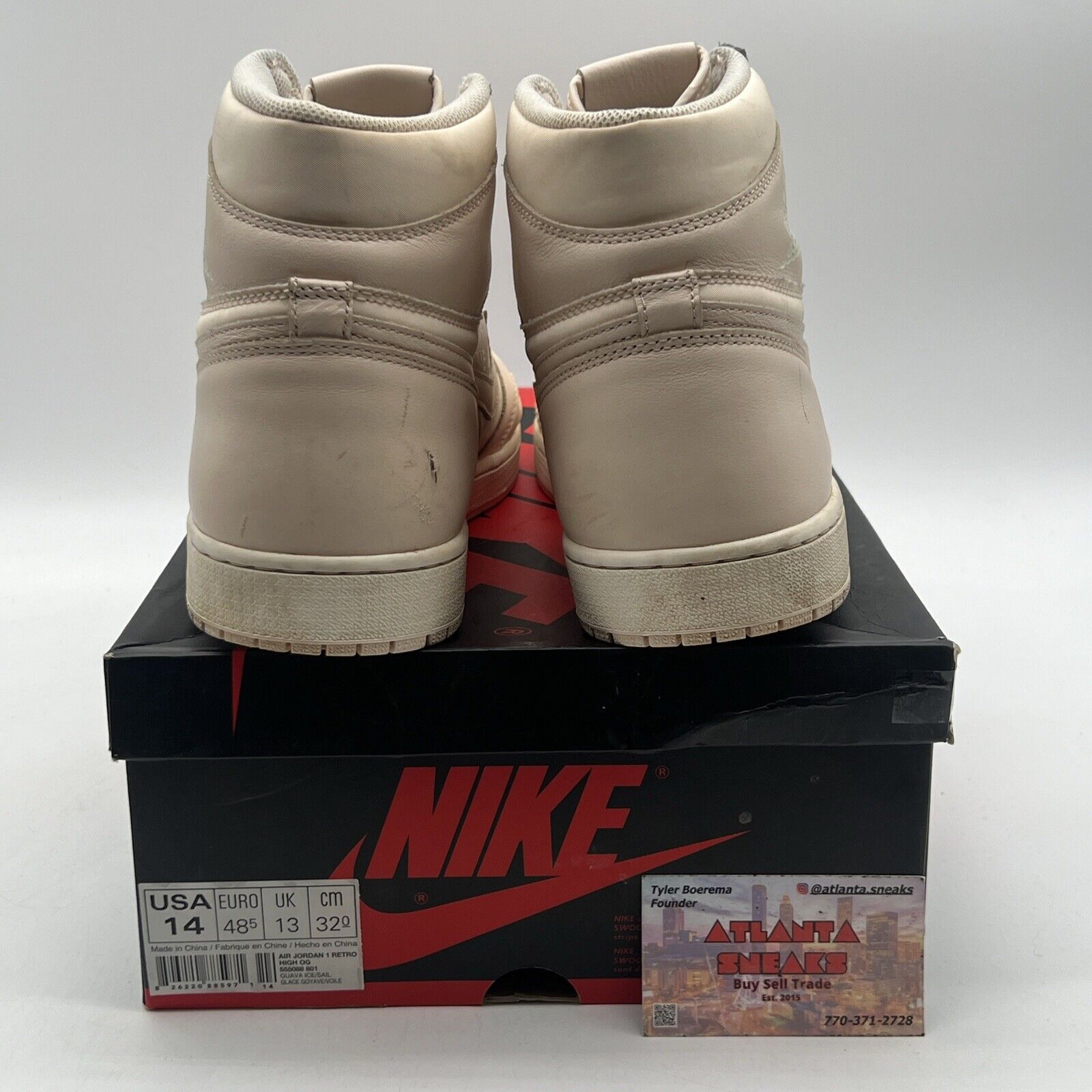 Size 14 - Air Jordan 1 Retro OG High Guava Ice Leather Light Pink (555088-801)
