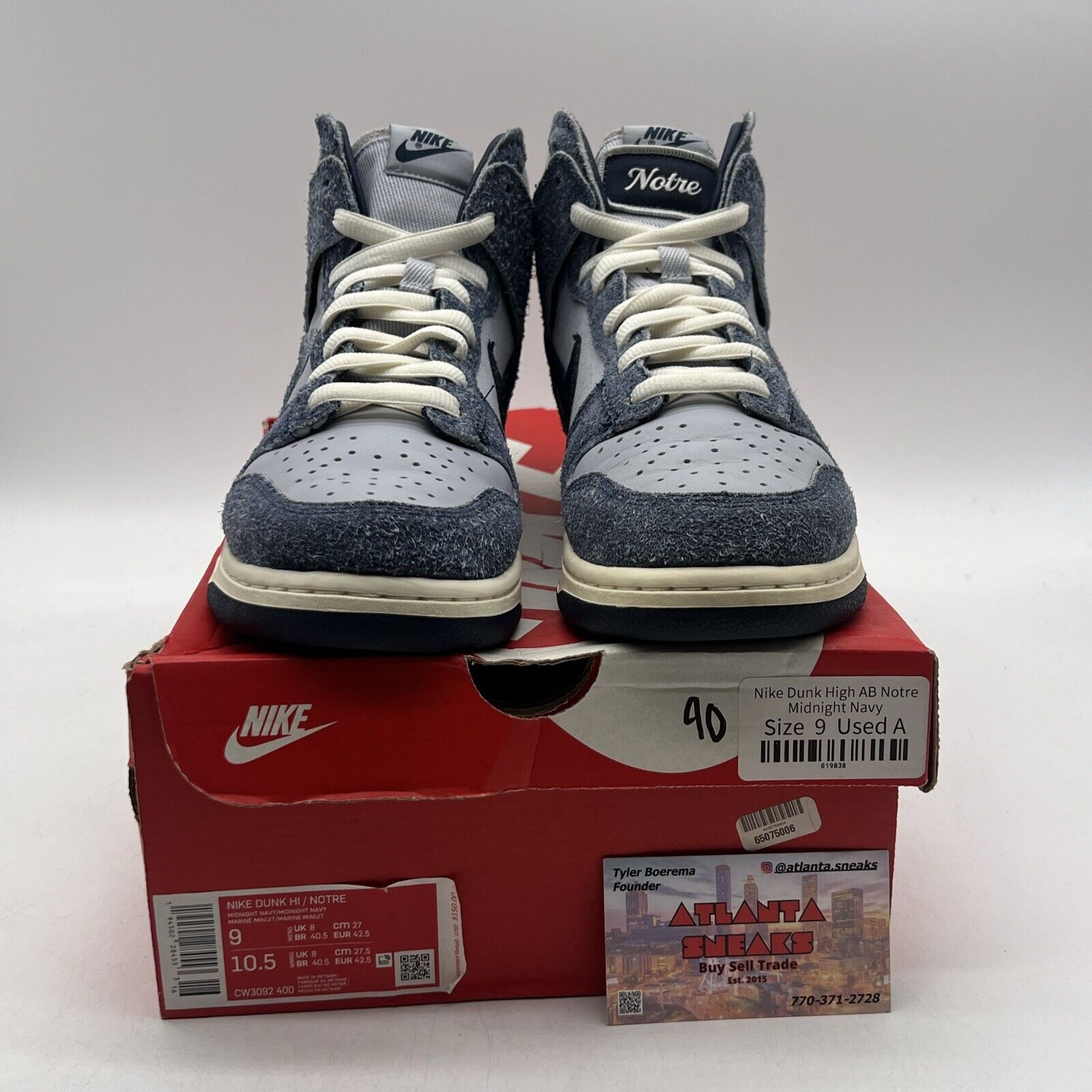 Size 9 - Nike Notre x Dunk High Midnight Navy White Suede (CW3092-400)