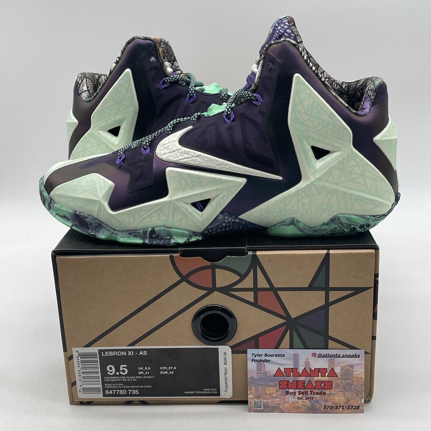 Size 9.5 - Nike LeBron 11 All Star - Gator King Purple Blue Suede (647780-735)