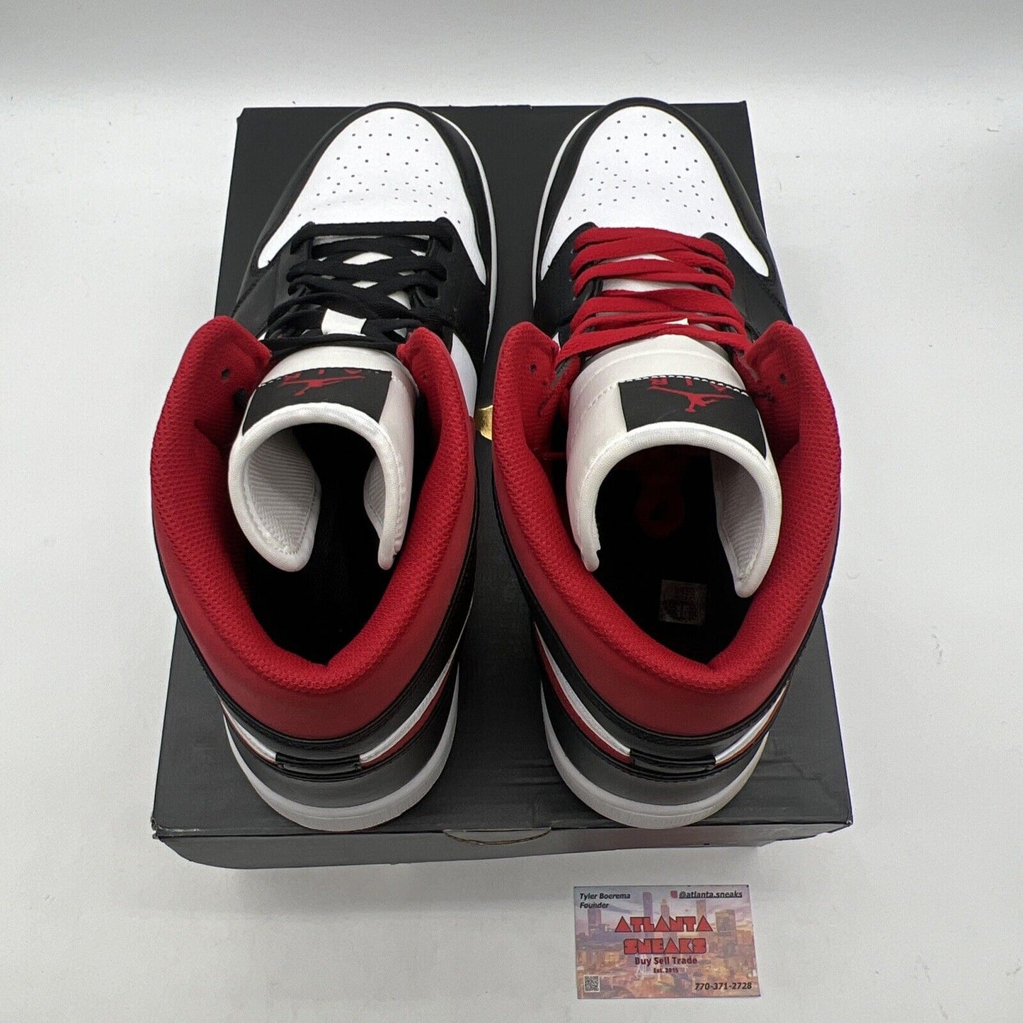 Size 15 - Air Jordan 1 Mid Black Gym Red White Leather (554724-122)