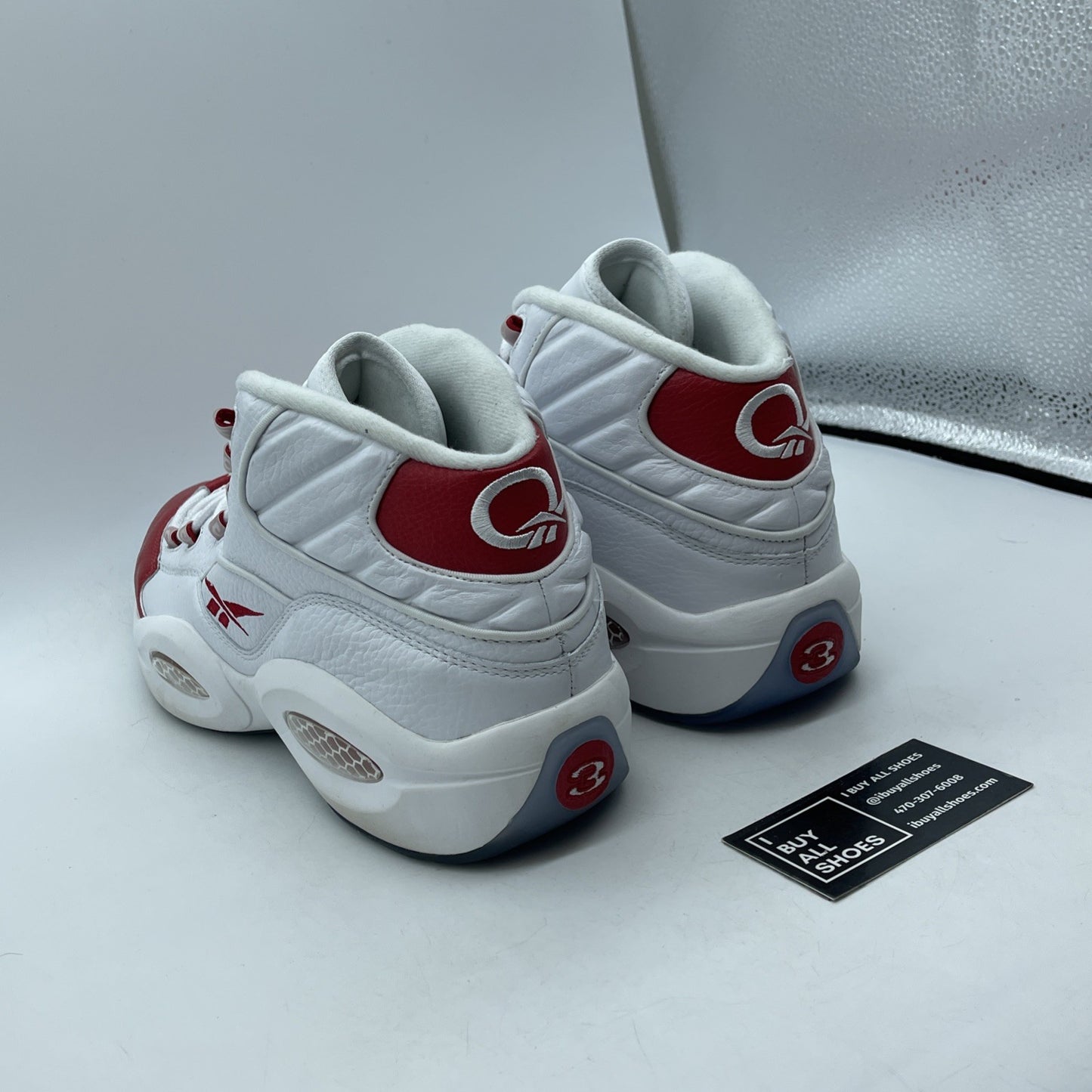 Size 13 - Reebok Question Mid White Pearlized Red White Leather (023501-312)
