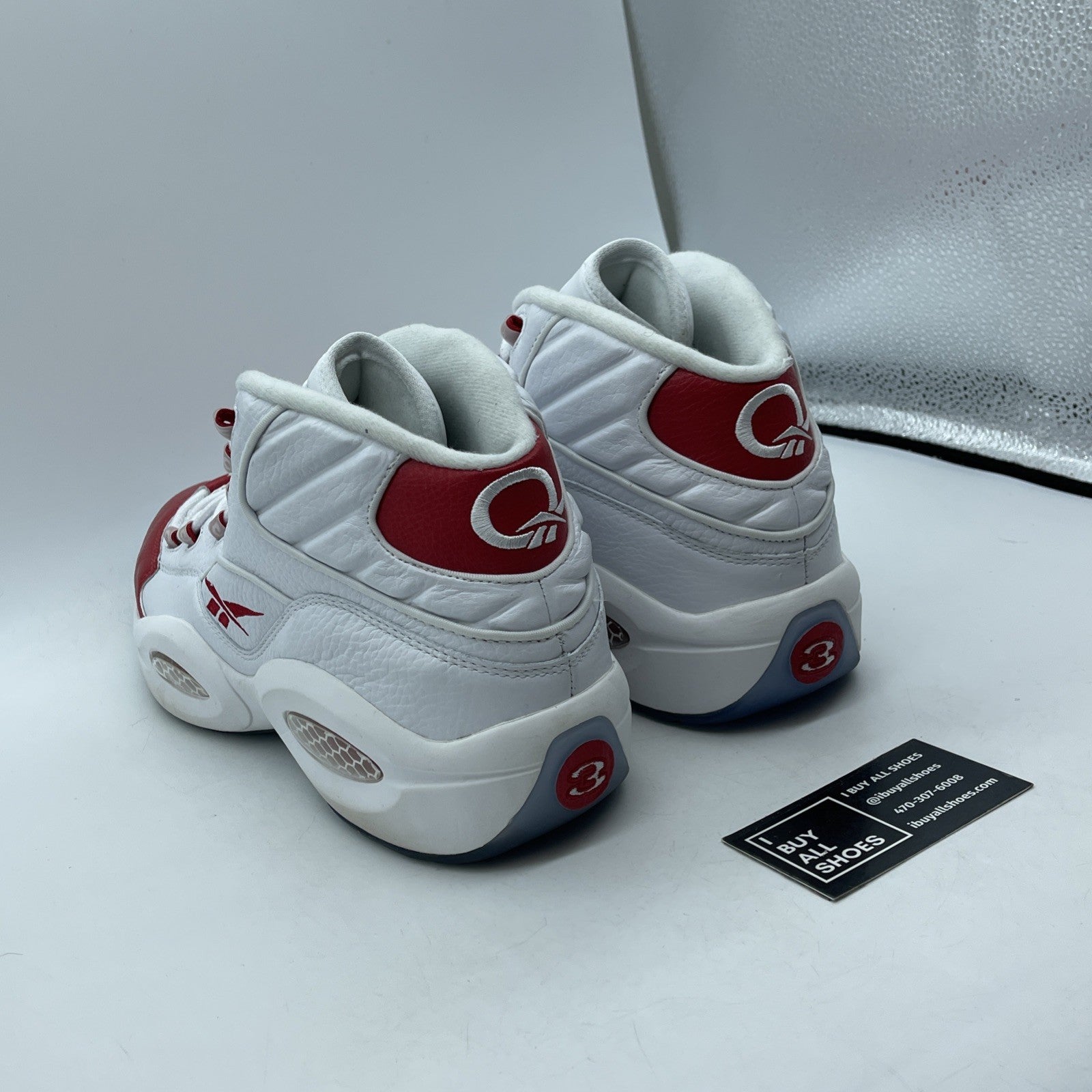 Size 13 - Reebok Question Mid White Pearlized Red White Leather (023501-312)