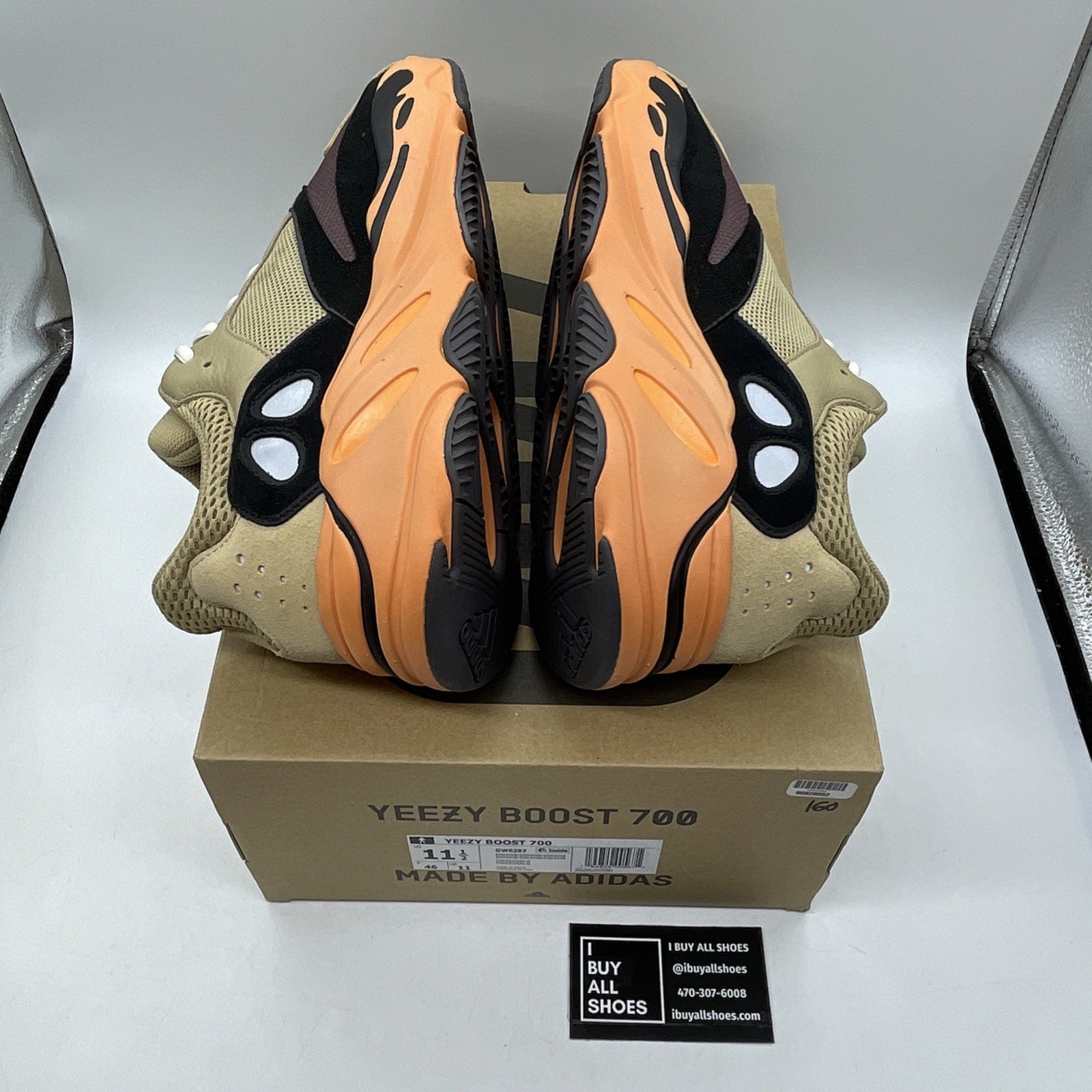 Size 11.5 - adidas Yeezy Boost 700 Enflame Amber Brown Suede Leather (GW0297)