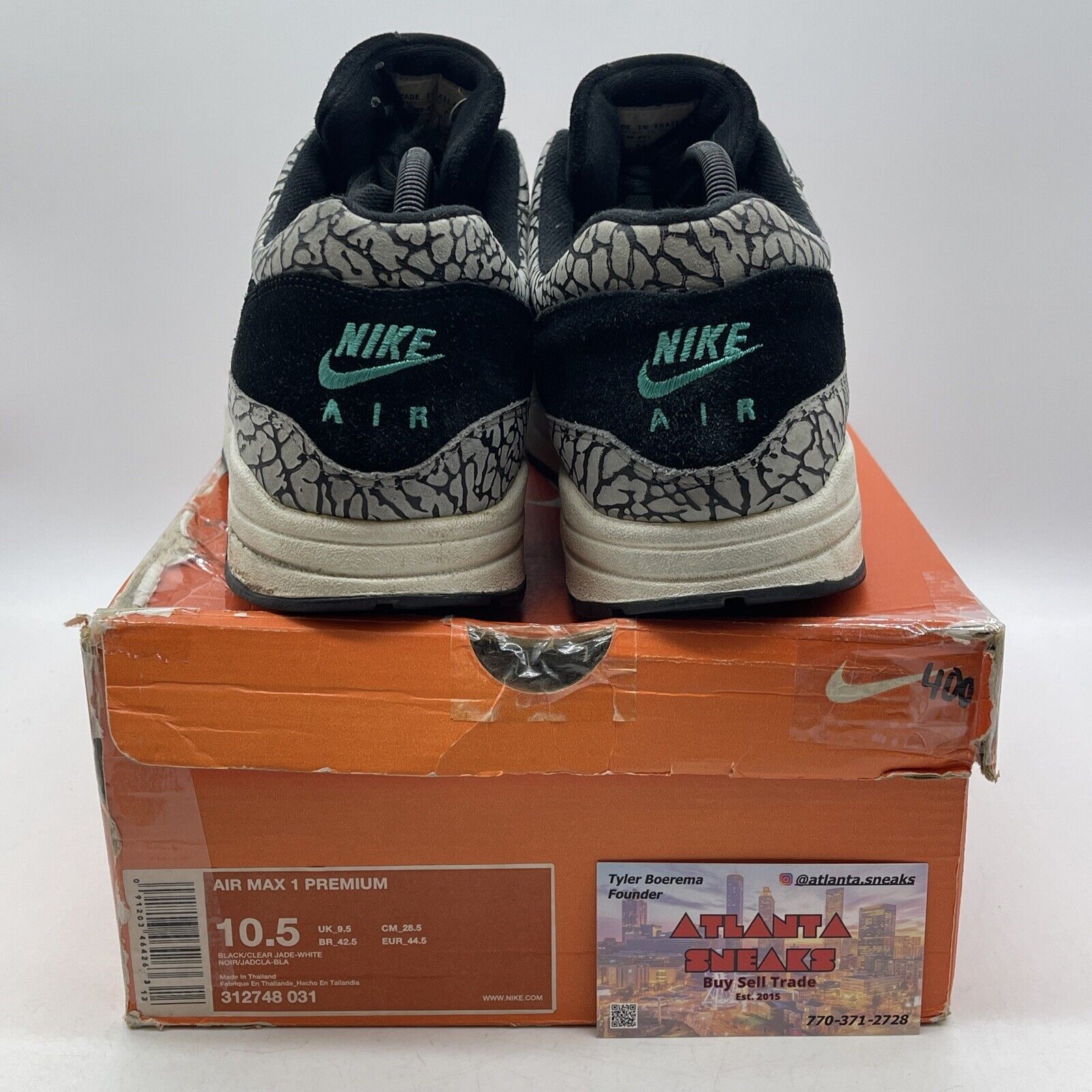 Size 10.5 - Nike Atmos x Air Max 1 Premium Elephant Suede Leather (312748-031)