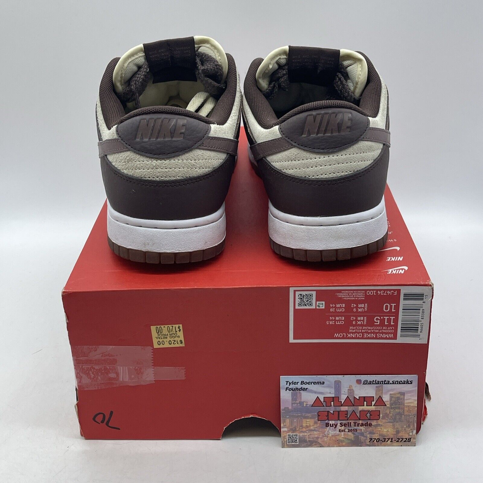 Wmns Size 11.5 - Dunk Low Plum Eclipse Brown White Suede Leather (FJ4734-100)