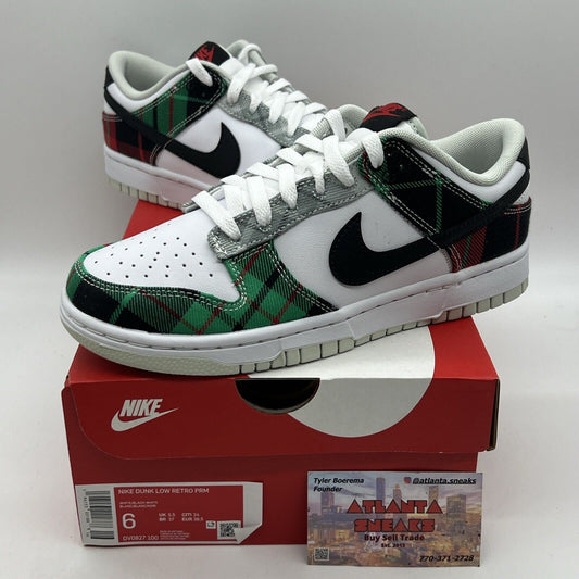 Nike Dunk Low 'Tartan Plaid' White Black Red Grey DV0827-100 Size 6Y Brand New