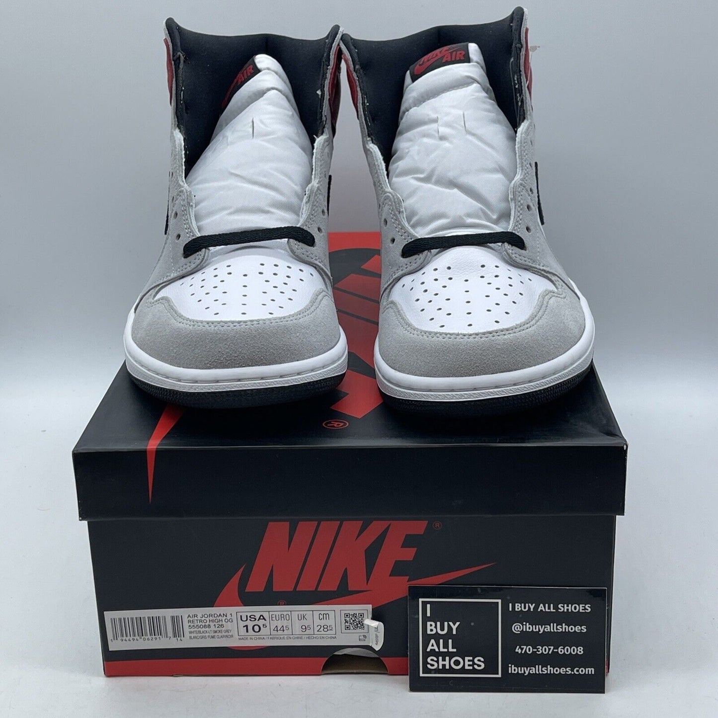 Size 10.5 - Jordan 1 Retro High OG Smoke Gray Black White Leather Suede
