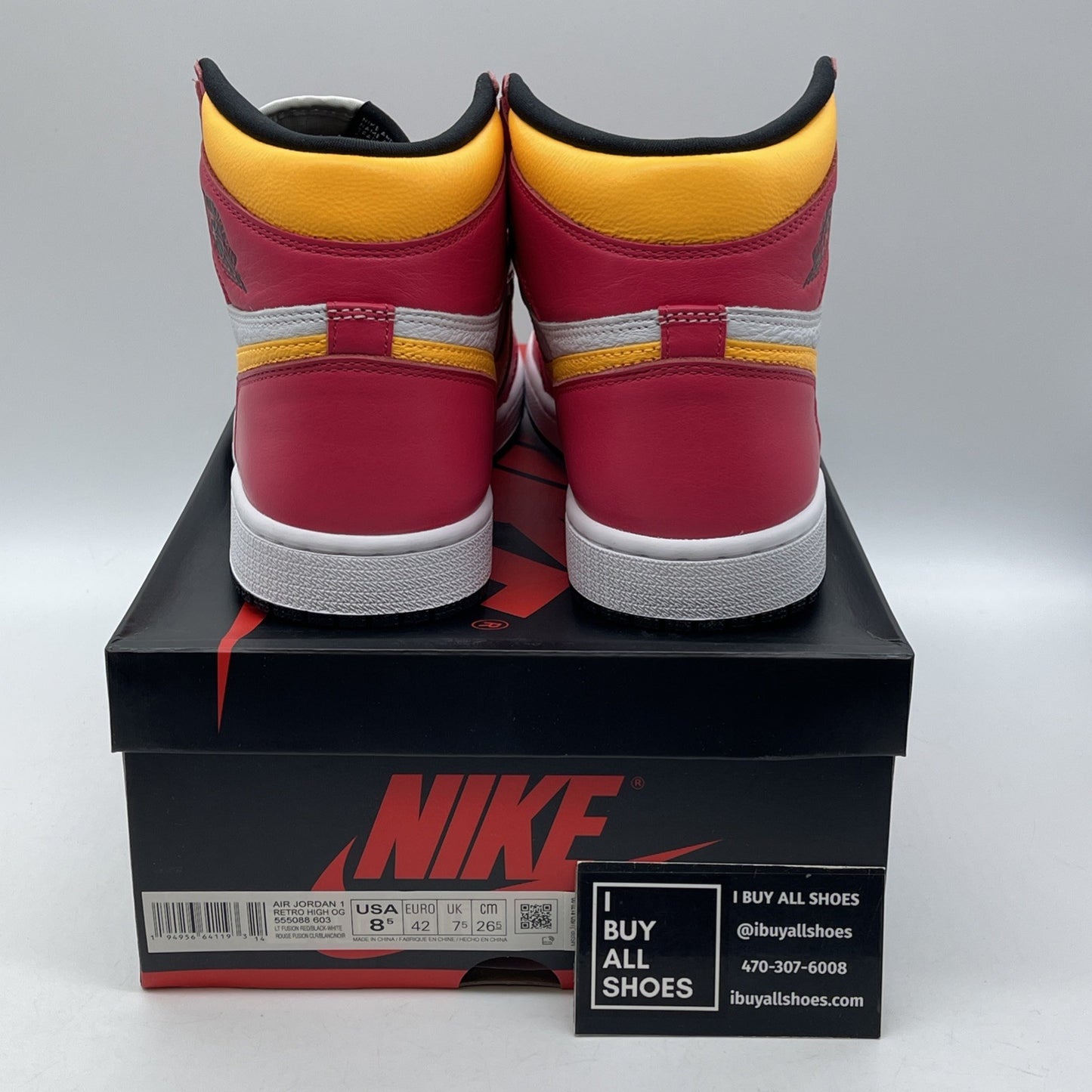 Size 8.5 - Jordan 1 Retro High OG Light Fusion Red Leather (555088-603)