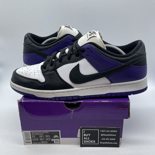 Size 12 - Nike Dunk SB Low Court Purple White Black Leather (BQ6817-500)