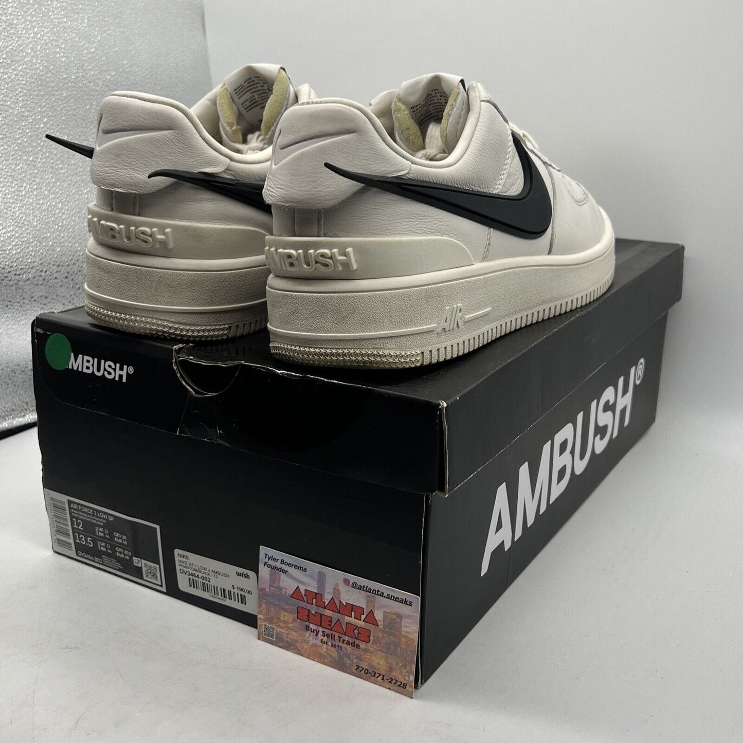 Size 12 - Nike Air Force 1 Low x AMBUSH Phantom Black White Leather (DV3464-002)