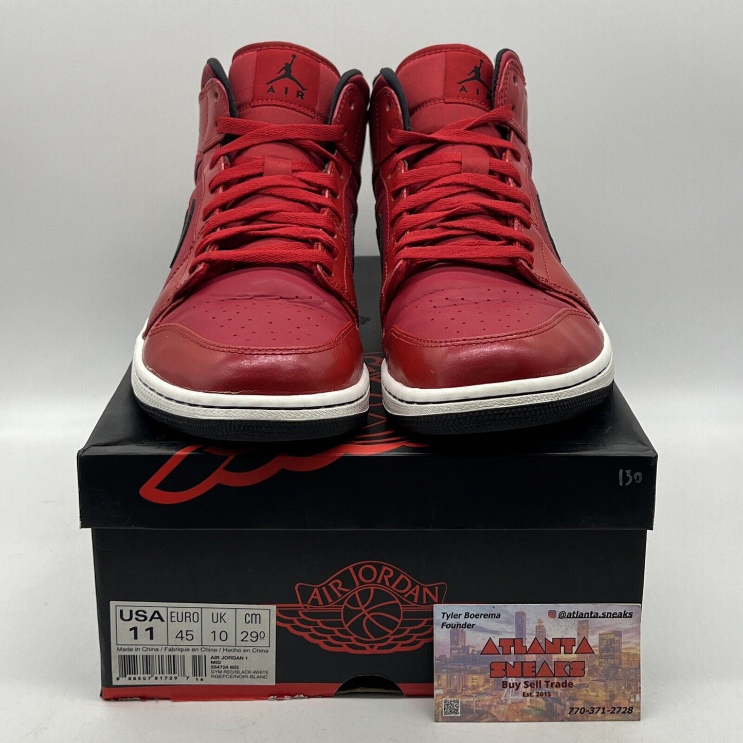 Size 11 - Air Jordan 1 Retro Mid Gym Red Black White Leather (554724-602)