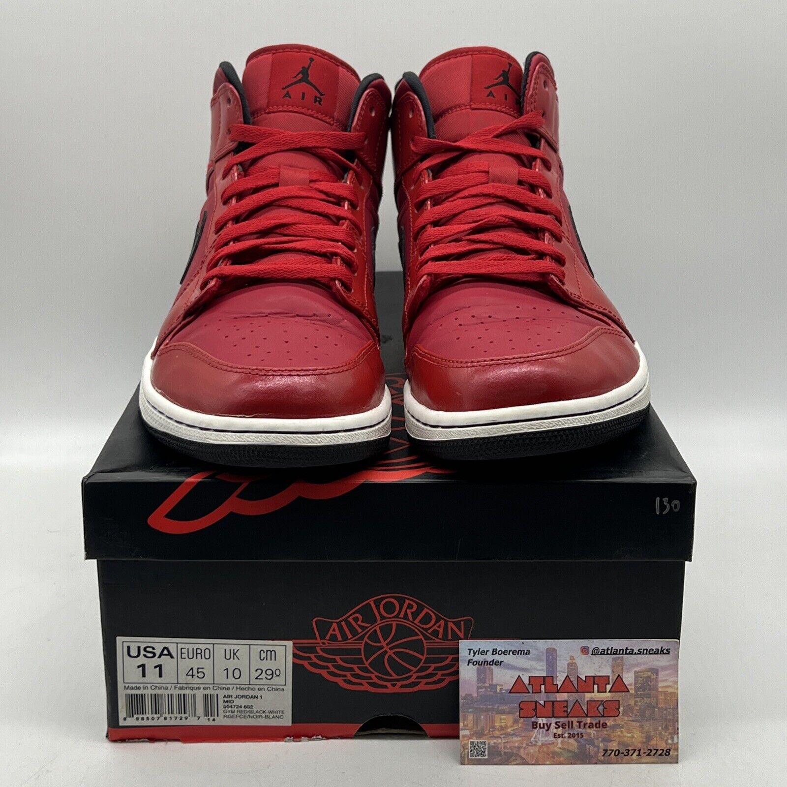 Size 11 - Air Jordan 1 Retro Mid Gym Red Black White Leather (554724-602)