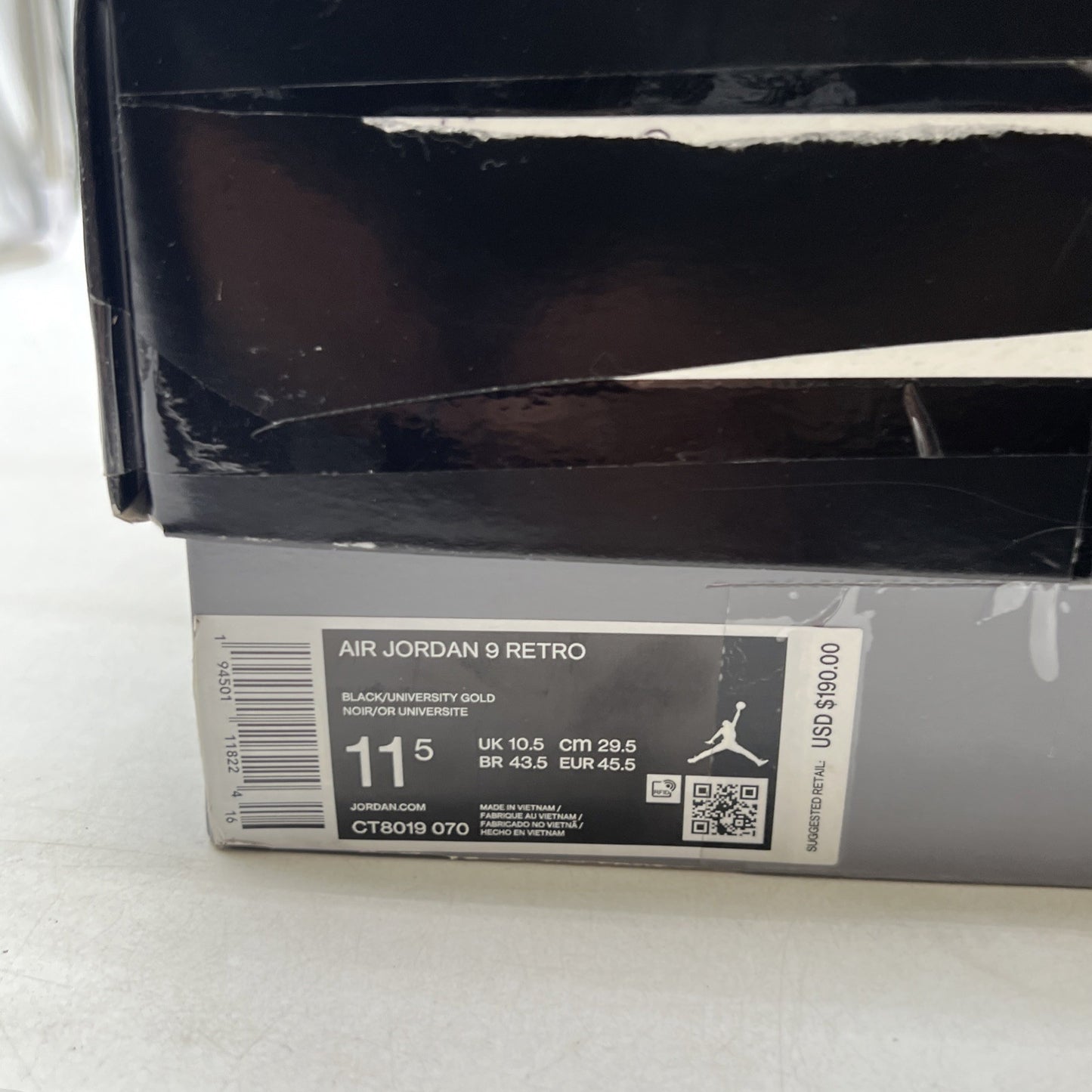 Size 11.5 - Air Jordan 9 Retro Black (CT8019-070)