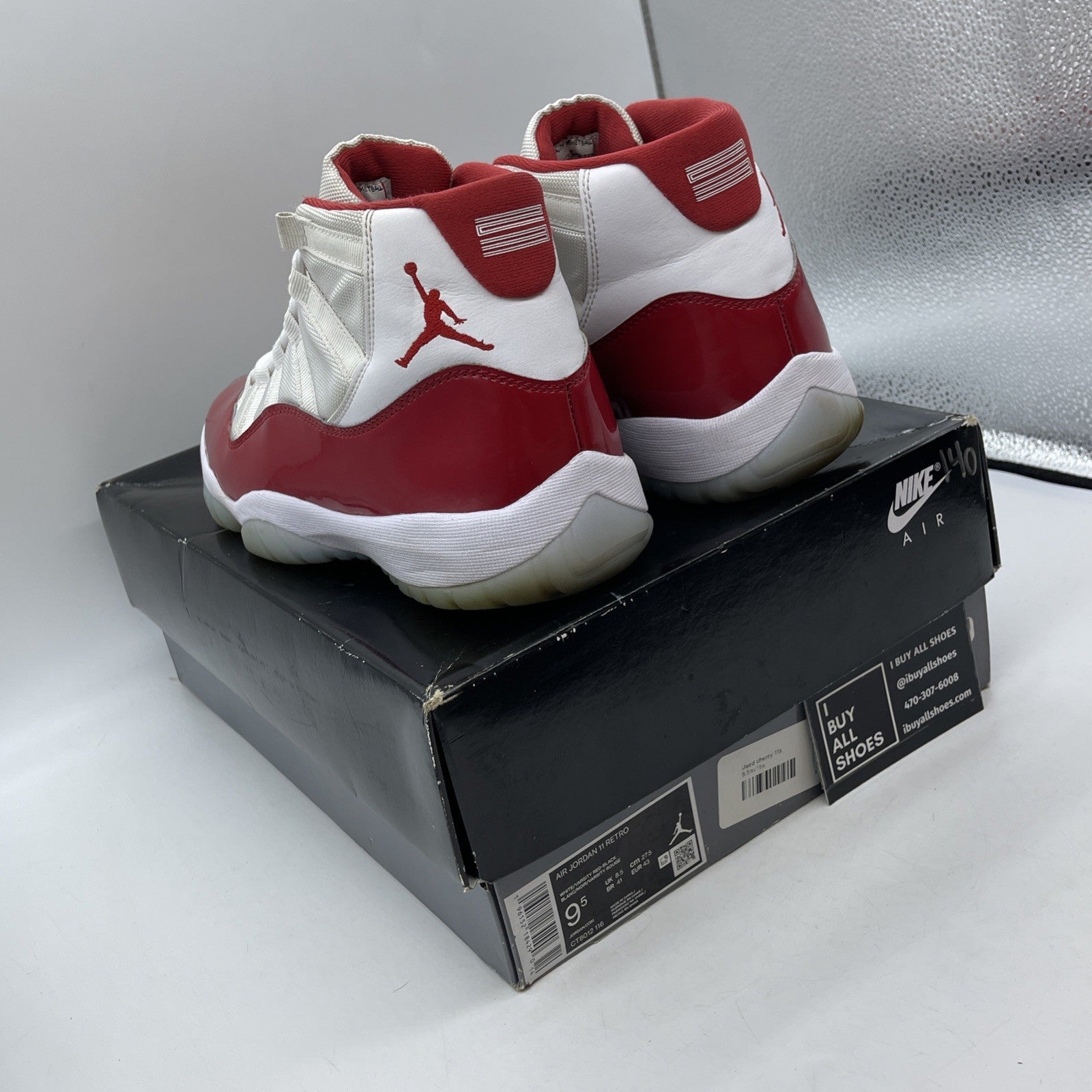 Size 9.5 - Jordan 11 Retro High Cherry Red White Suede Leather (CT8012-116)