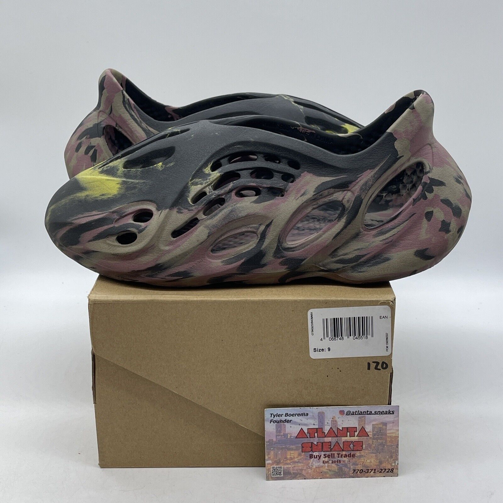 Size 9 - Yeezy Foam Runner MX Carbon Purple Brown Yellow Black Leather (IG9562)