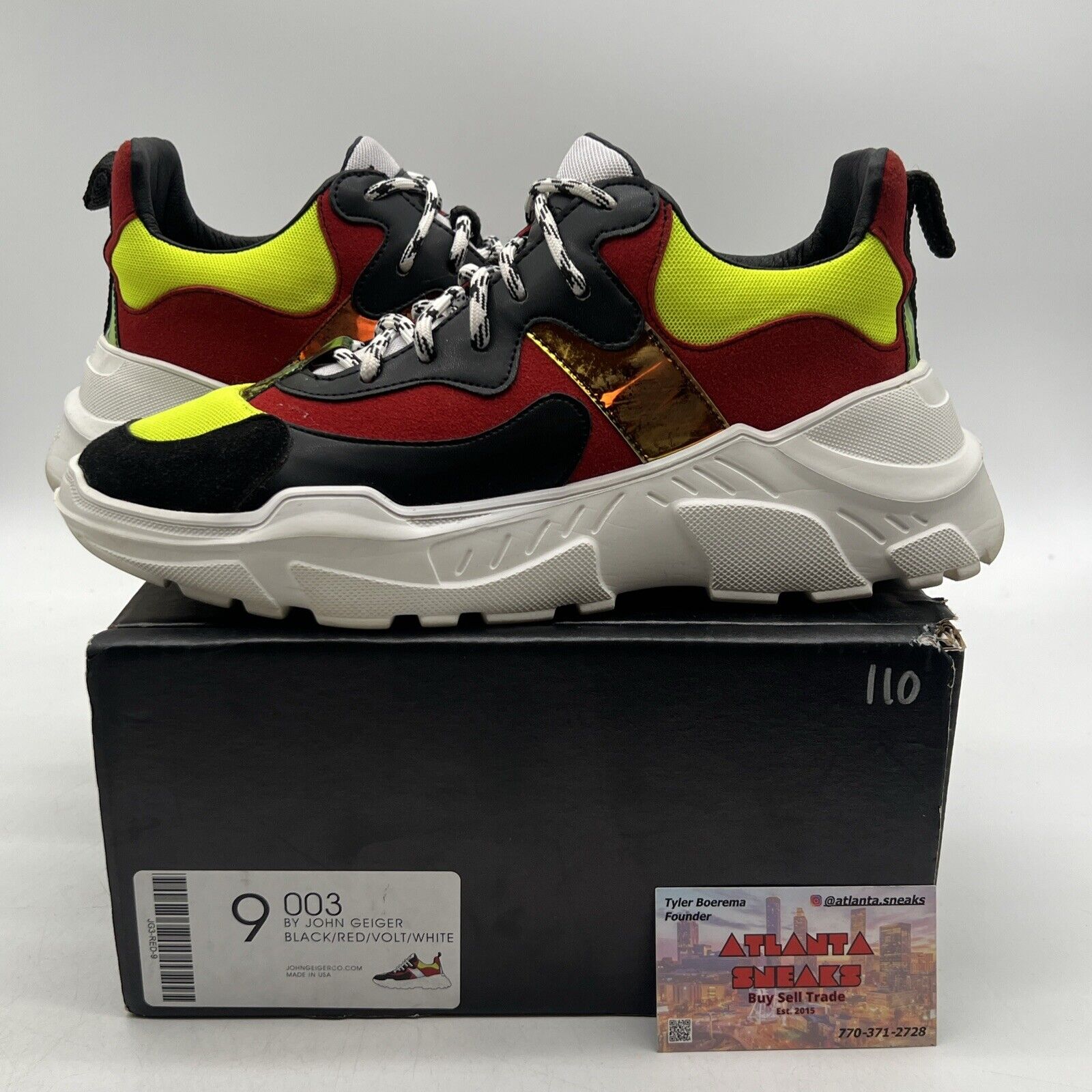 Size 9 - John Geiger 003 Black Red Volt White (JG3-RED-9)