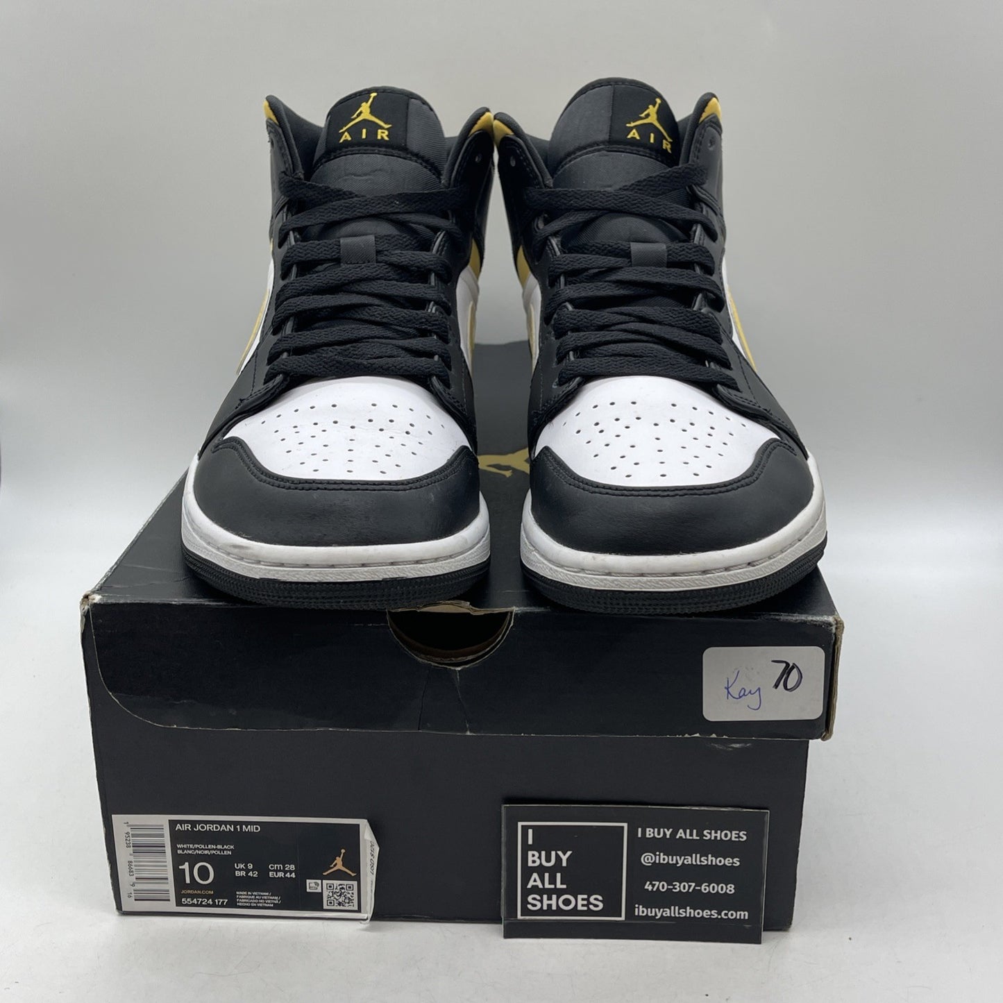 Size 10 - Air Jordan 1 Mid Black University Gold (554724-177)
