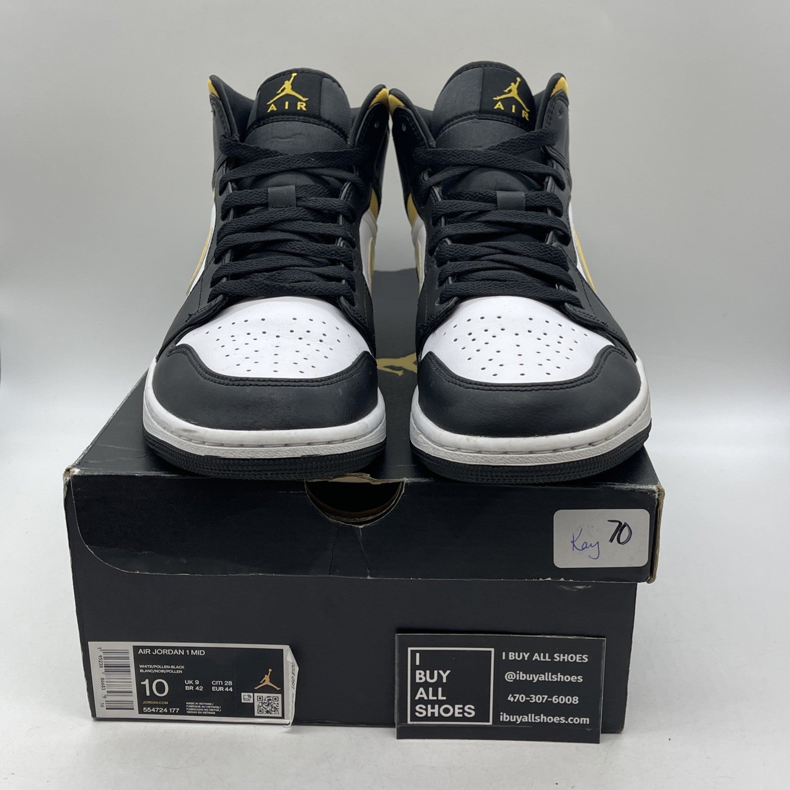 Size 10 - Air Jordan 1 Mid Black University Gold (554724-177)