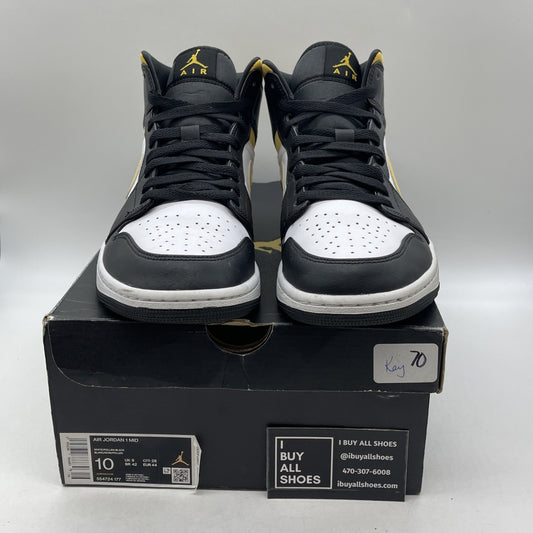 Size 10 - Air Jordan 1 Mid Black University Gold (554724-177)