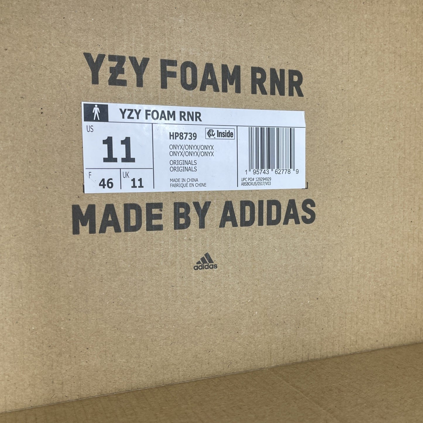 Size 11 - adidas Yeezy Foam Runner RNNR Onyx Black Rubber (HP8739)