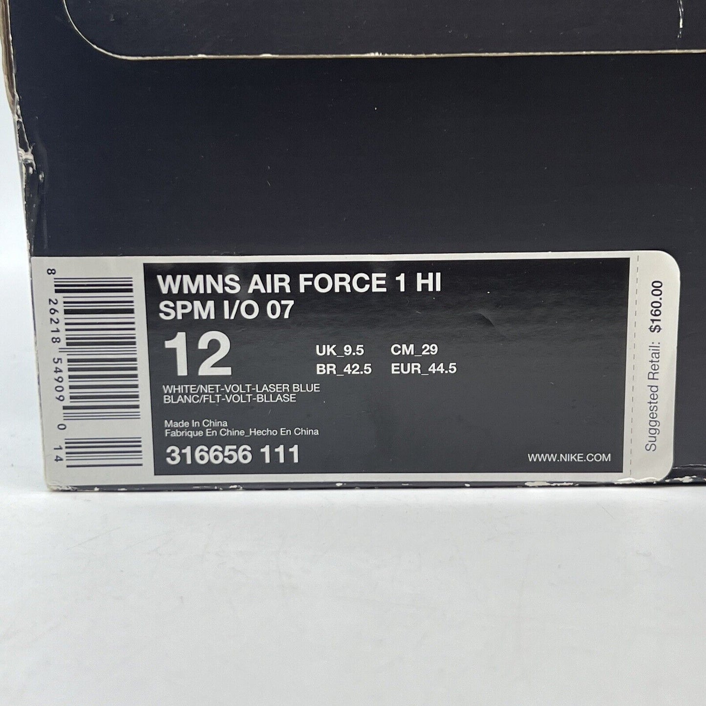 Size 12 - Nike Air Force 1 Hi Spm I/O 07 White W Blue Tan Leather  (316656-111)