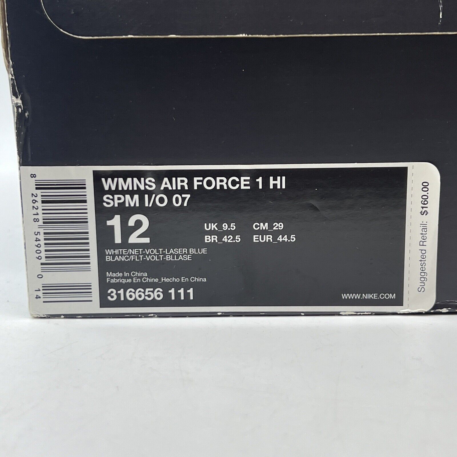 Size 12 - Nike Air Force 1 Hi Spm I/O 07 White W Blue Tan Leather  (316656-111)