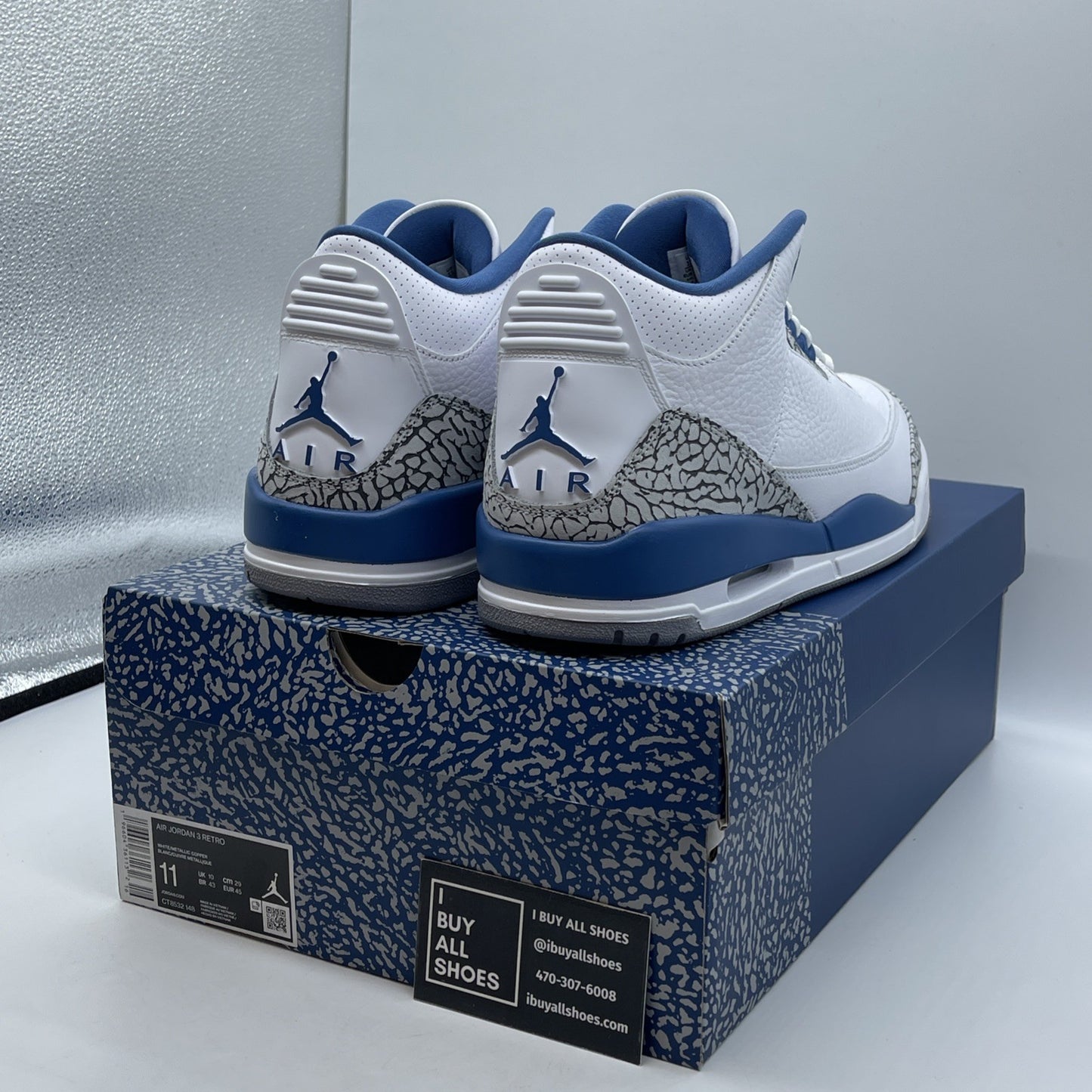 Size 11 - Jordan 3 Retro Mid Washington Wizards Blue Grey Suede (CT8532-148)