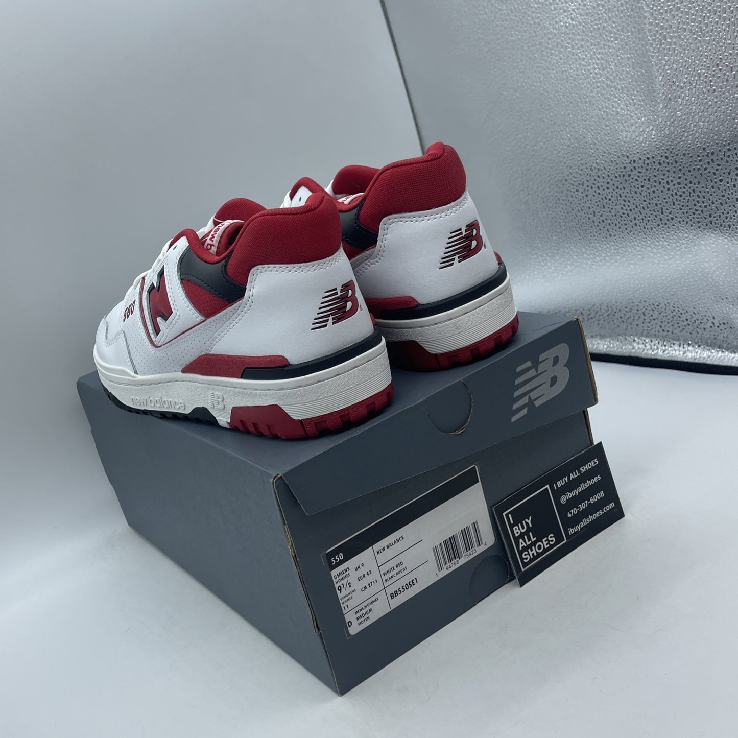 Size 9.5 - New Balance 550 White Team Red White Leather (BB550SE1)