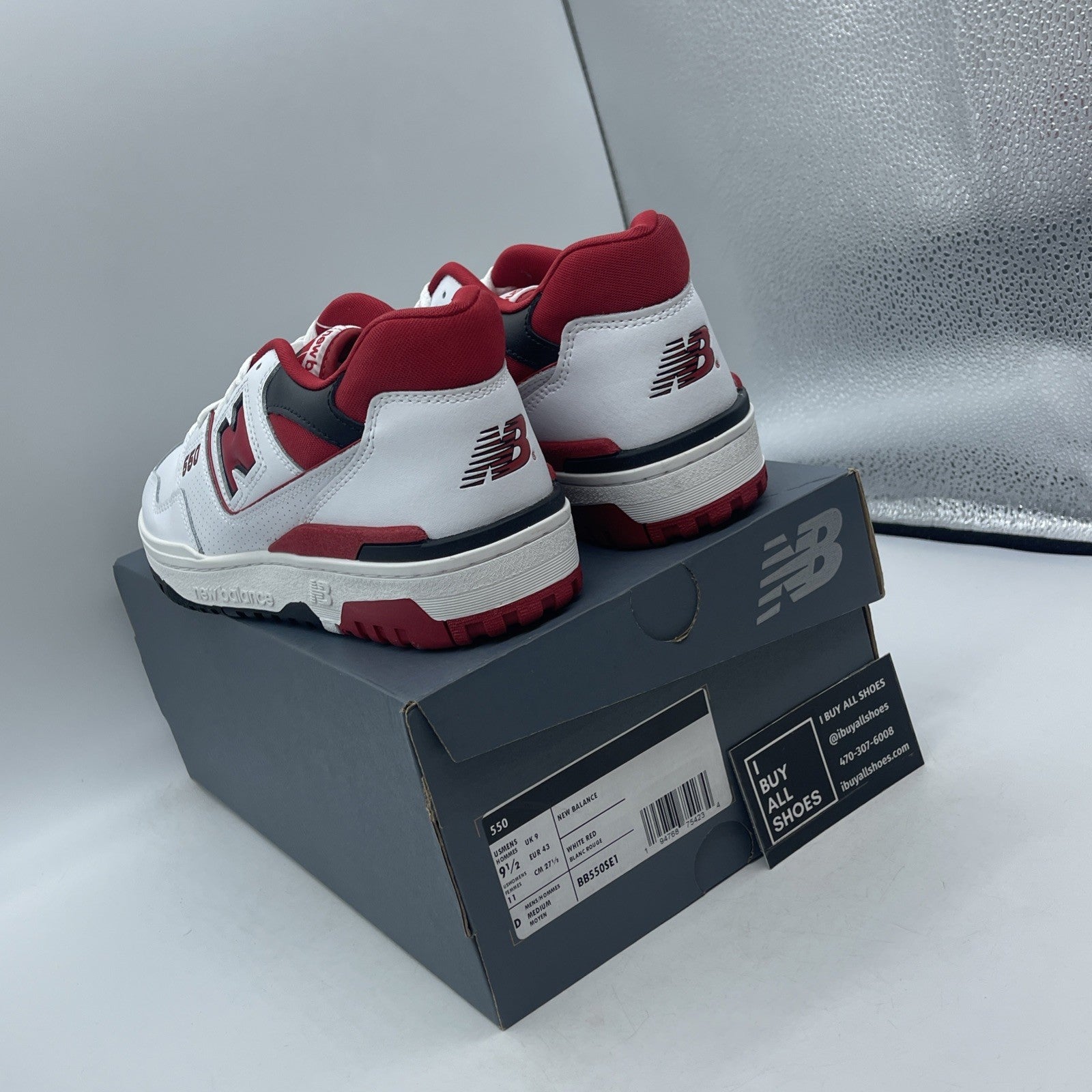 Size 9.5 - New Balance 550 White Team Red White Leather (BB550SE1)