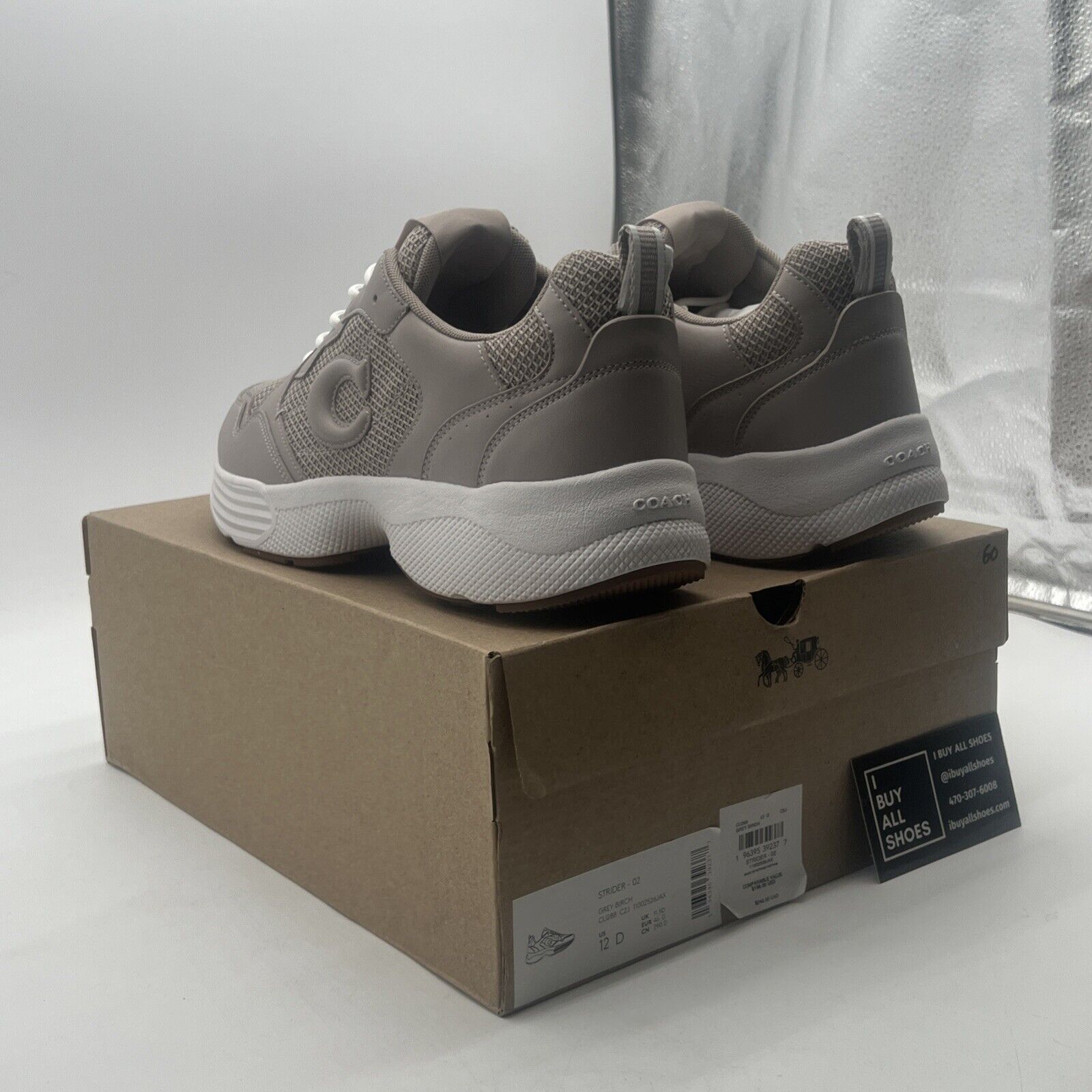 Size 12 - Coach Women’s Strider Sneaker Grey Birch CP837. NIB
