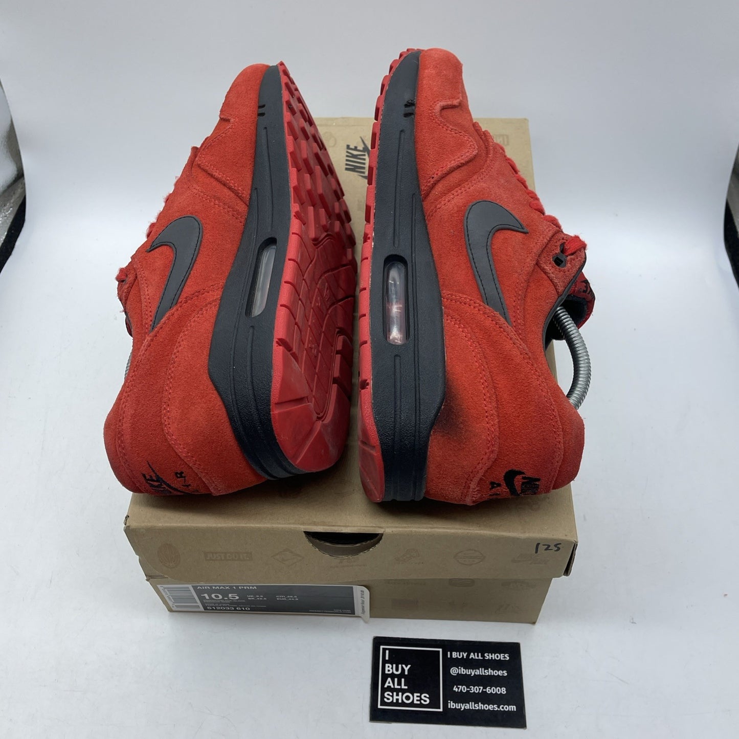 Size 10.5 - Nike Air Max 1 Prm Pimento Black Red Suede (512033-610)