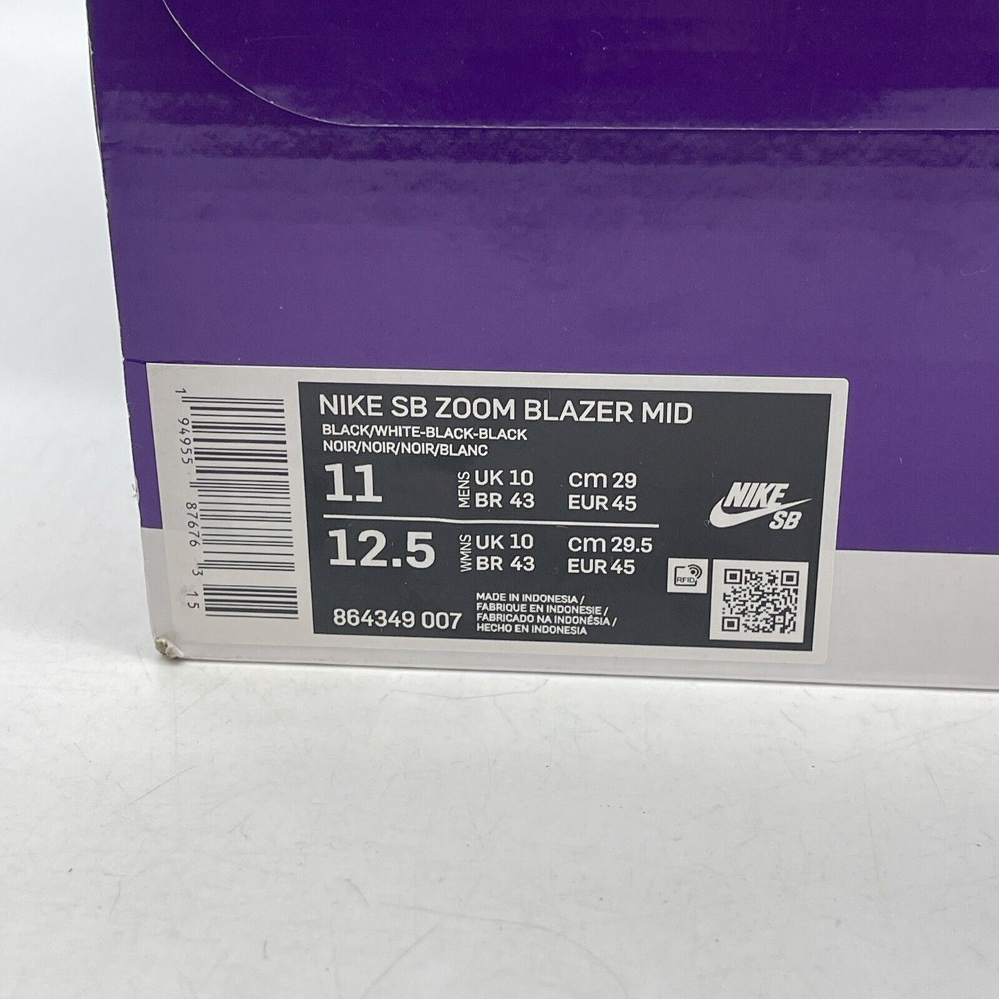 Size 11 - Nike Zoom Blazer SB Mid Black White Suede Leather (864349-007)