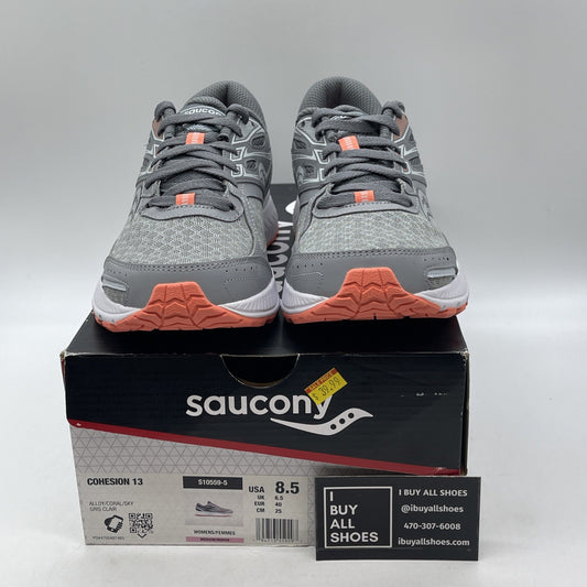 Size 8.5W - Saucony Cohesion 13 Coral Sky Grey Suede Leather (S10559-5)