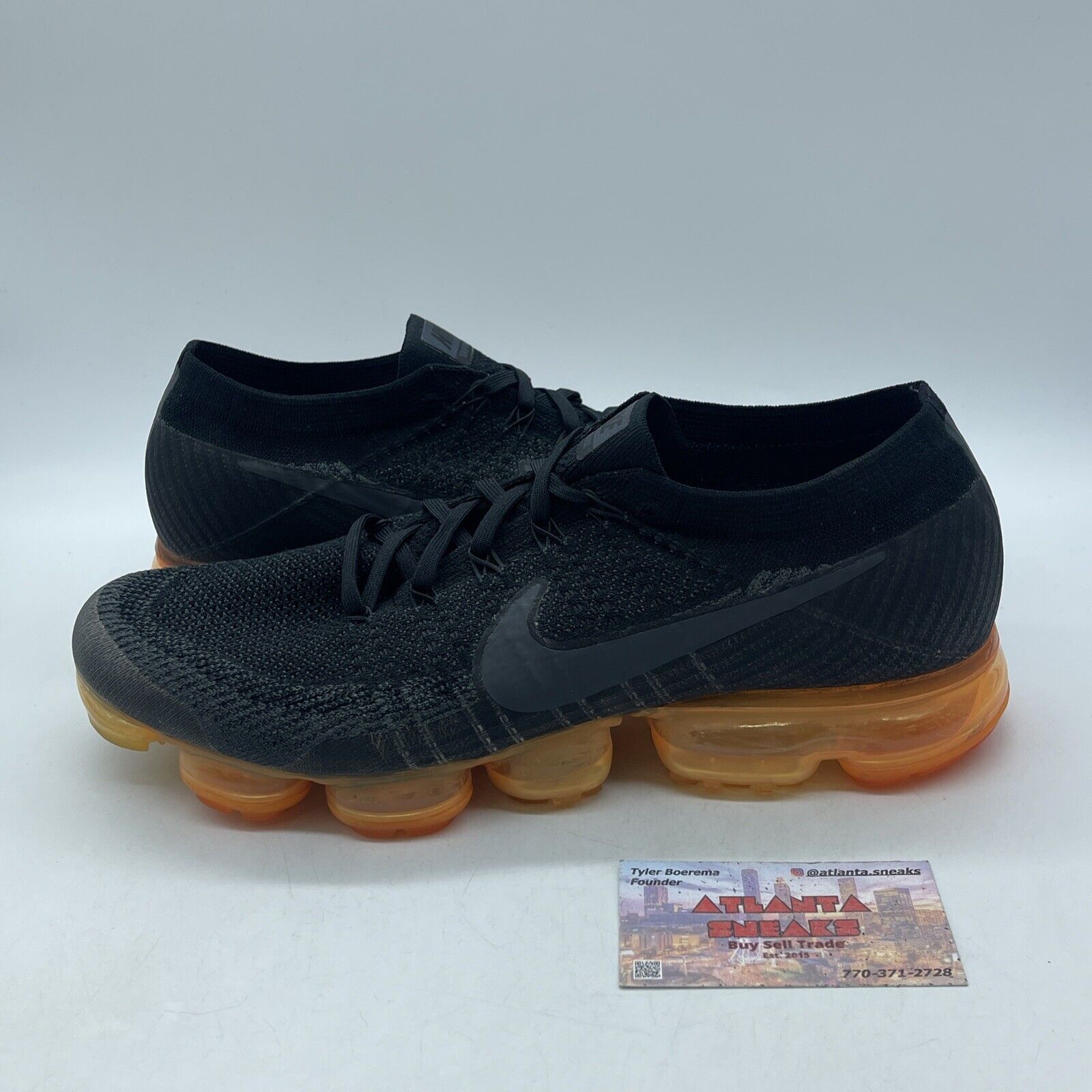 Size 12 - Nike Air VaporMax Black Orange Red Suede Leather (AH8449-001)