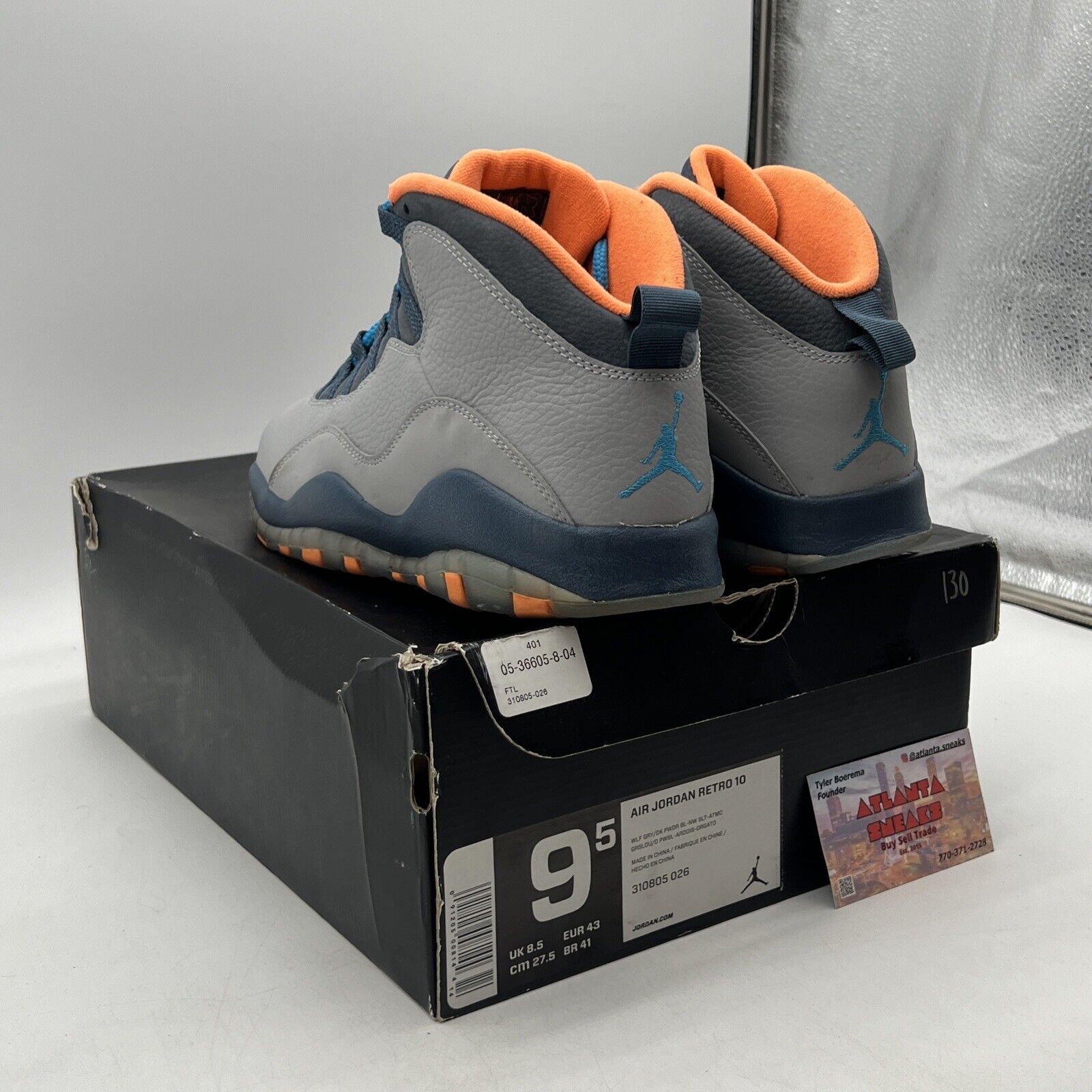 Size 9.5 - Air Jordan 10 Retro Bobcats Blue Orange Grey Leather (310805-026)