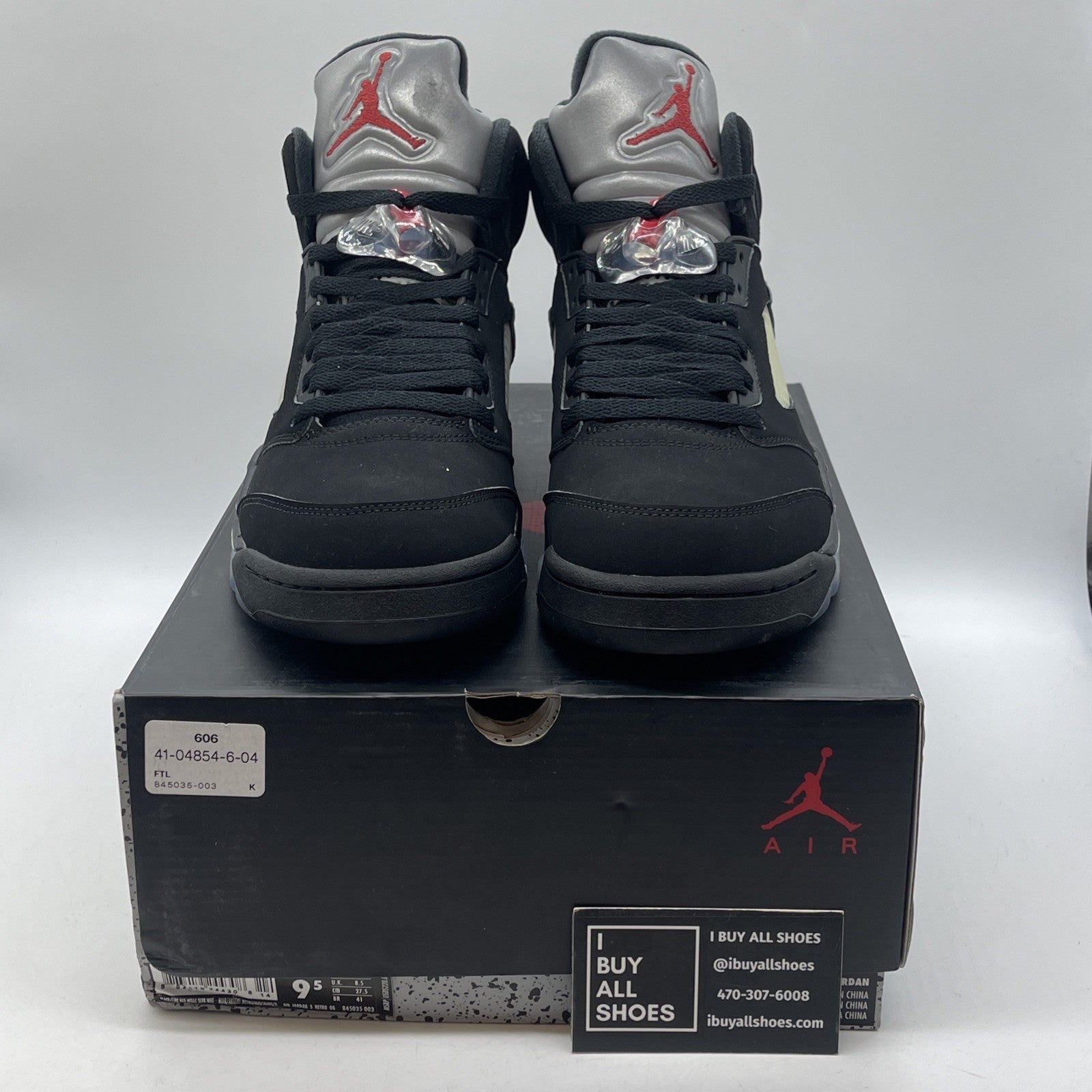 Size 9.5 - Jordan 5 OG Mid Metallic Silver Black Suede (845035-003)