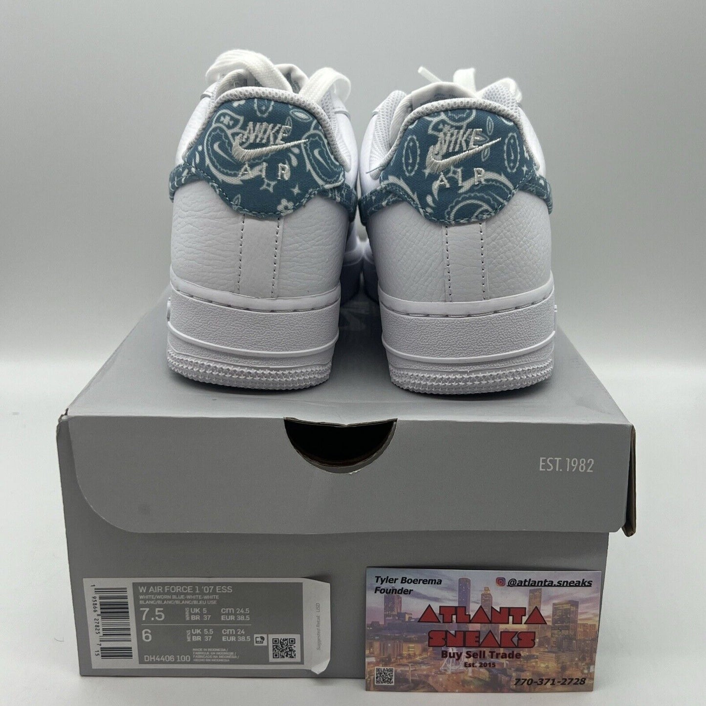 Size 7.5 - Nike Air Force 1 '07 Essentials Blue Paisley 2021