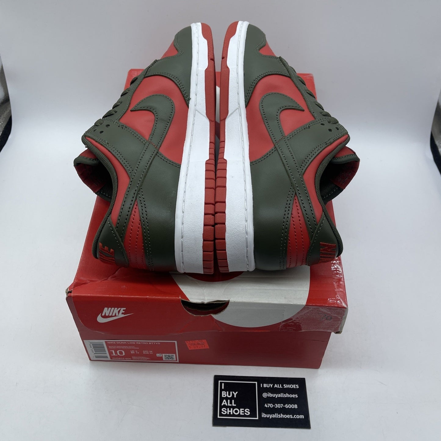 Size 10 - Nike Dunk Low Cargo Khaki Mystic Red Green Leather (DV0833-600)