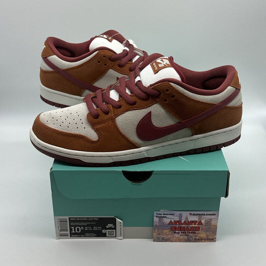 Size 10.5 - Nike SB Dunk Low Pro Dark Russet 2019 Orange Burgundy Deep Suede OG